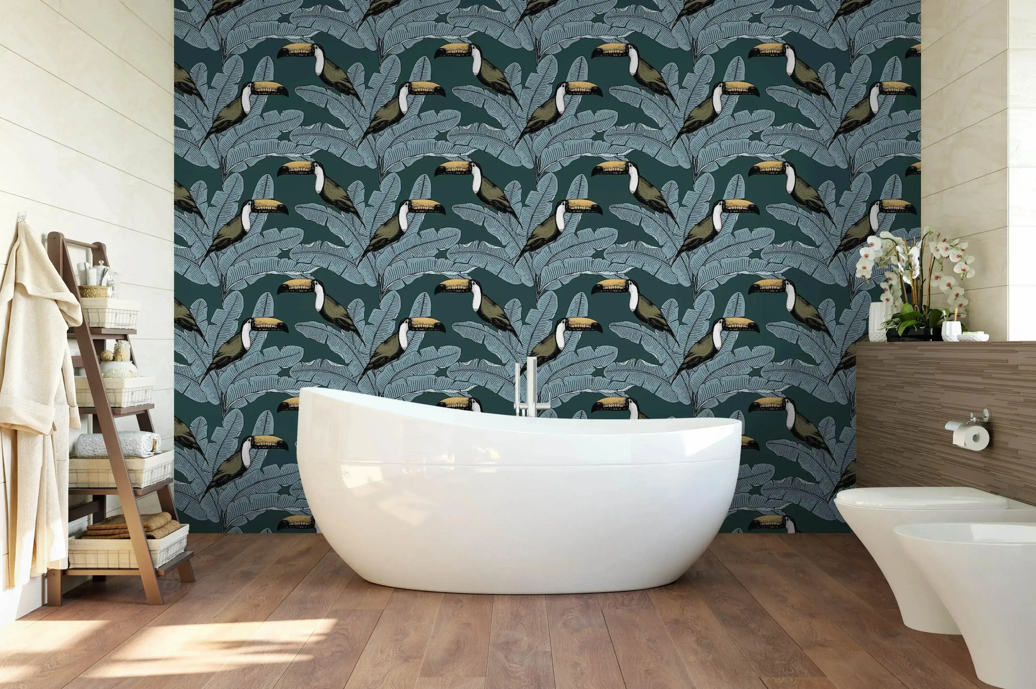 Tropical Toucan Palm Leaves Removable Wallpaper - Image 2