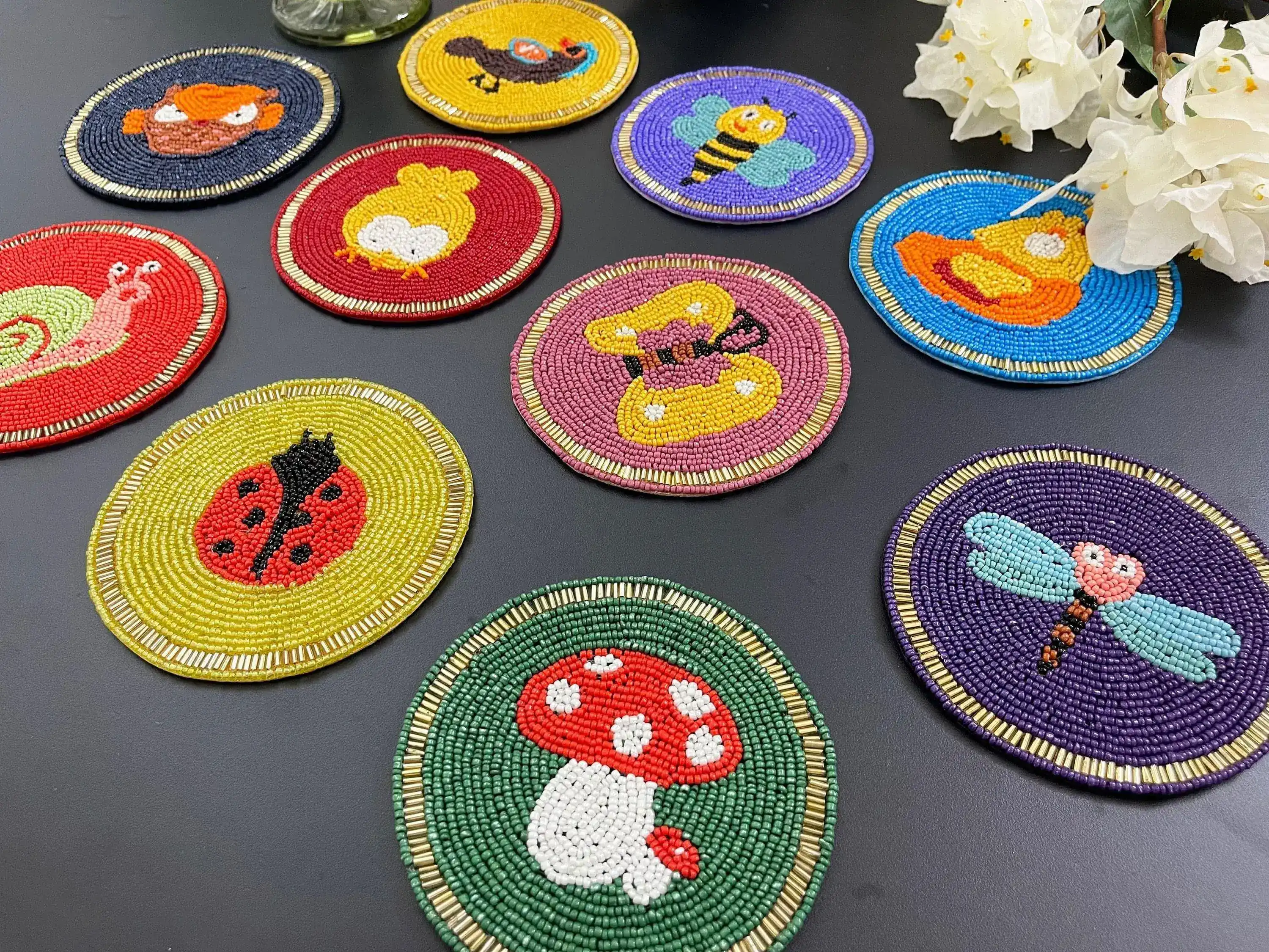 Turkey Bird Round Beaded Coasters - Image 6