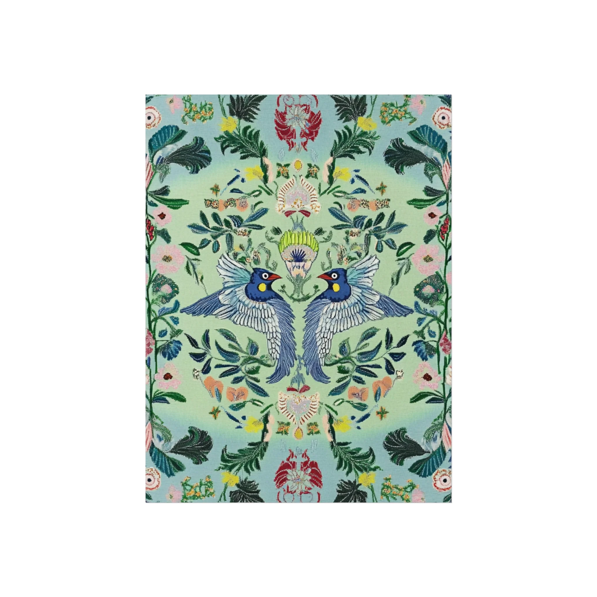 Twin Songbirds – Folk Garden Fine Art Poster - Image 10