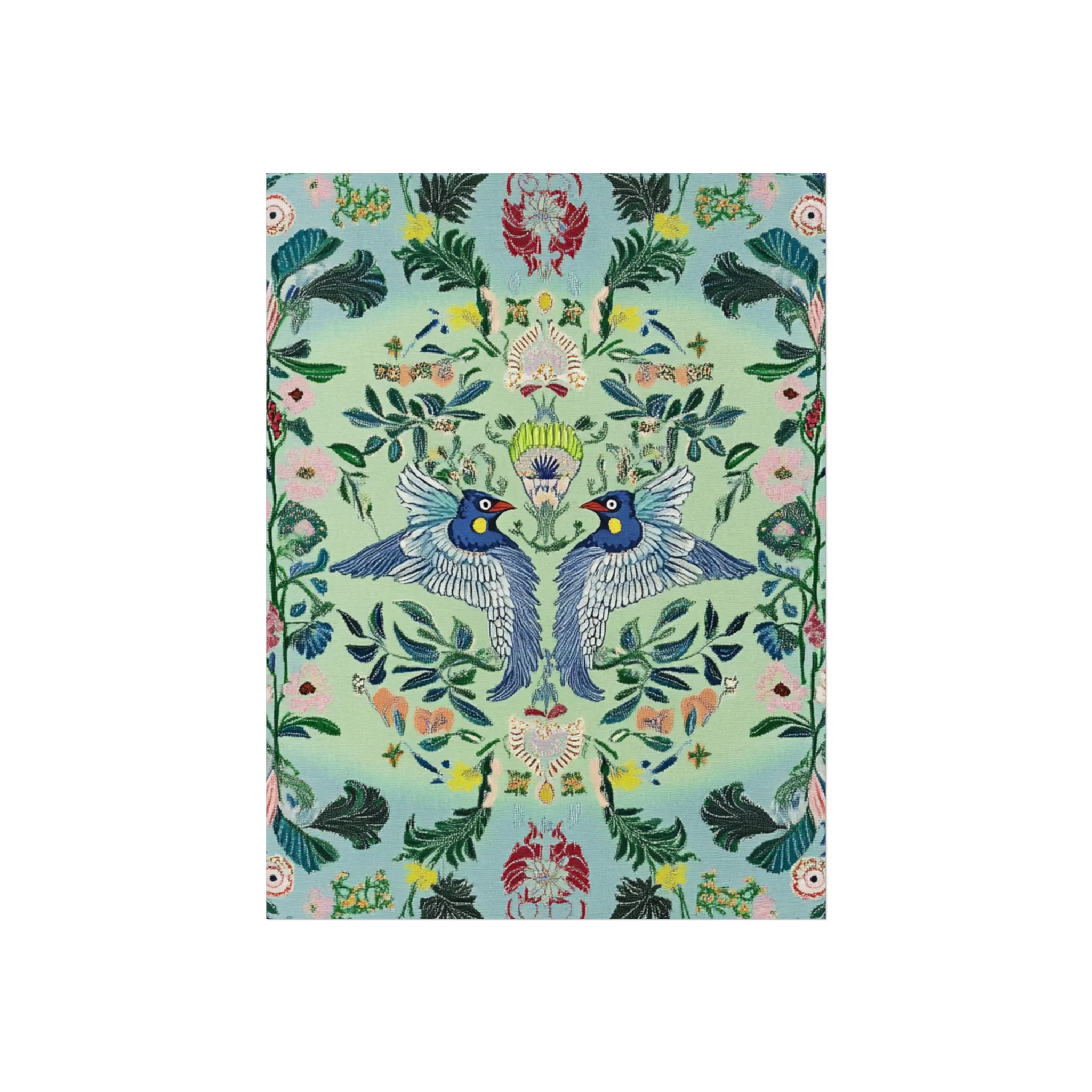 Twin Songbirds – Folk Garden Fine Art Poster - Image 13