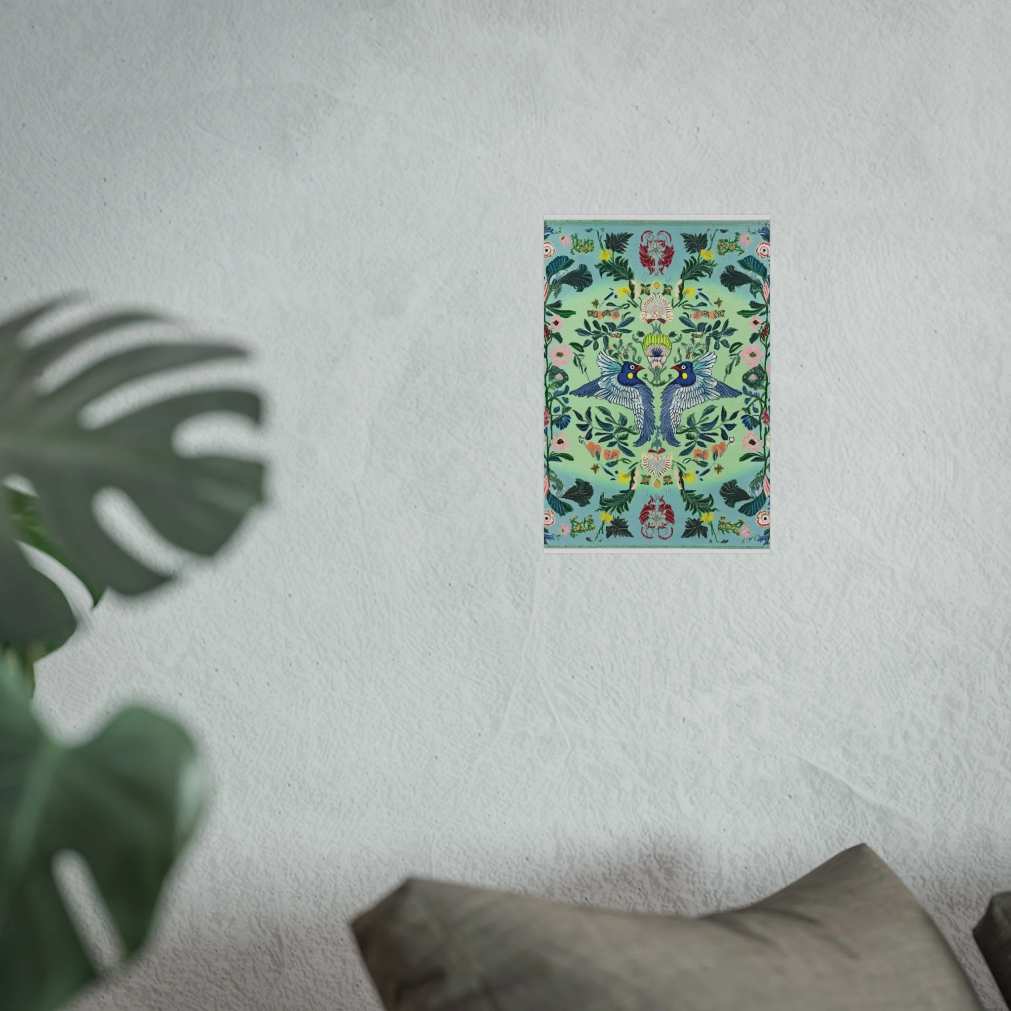 Twin Songbirds – Folk Garden Fine Art Poster - Image 19