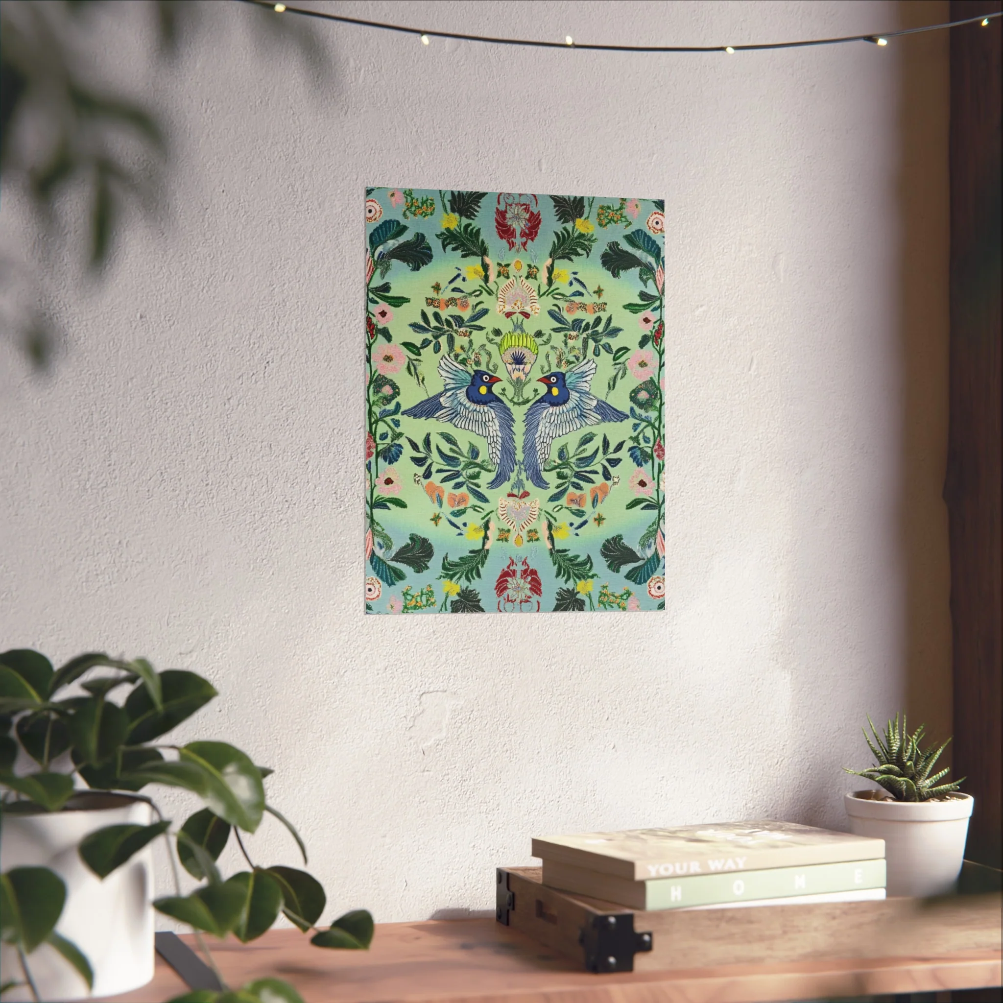Twin Songbirds – Folk Garden Fine Art Poster - Image 28