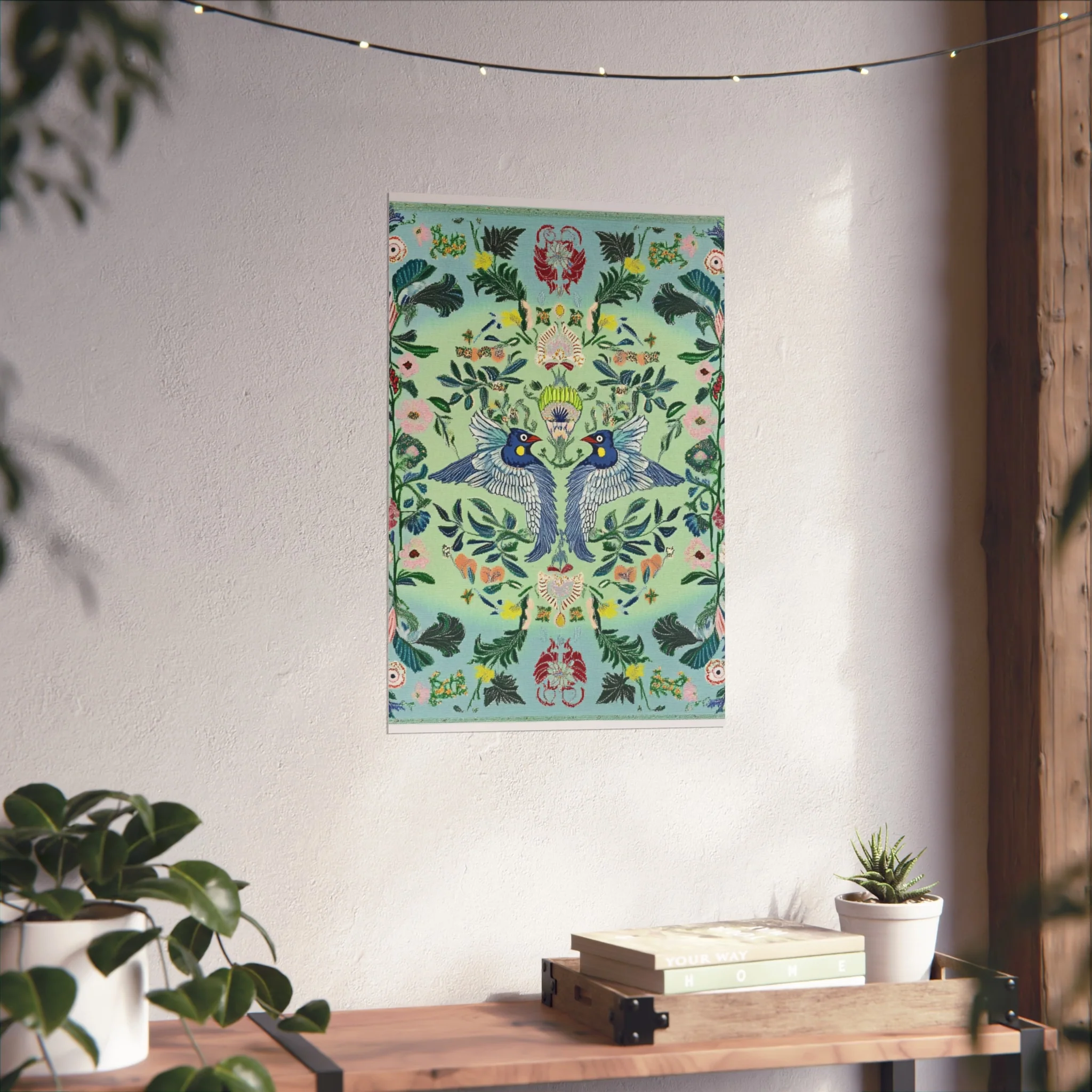 Twin Songbirds – Folk Garden Fine Art Poster - Image 34