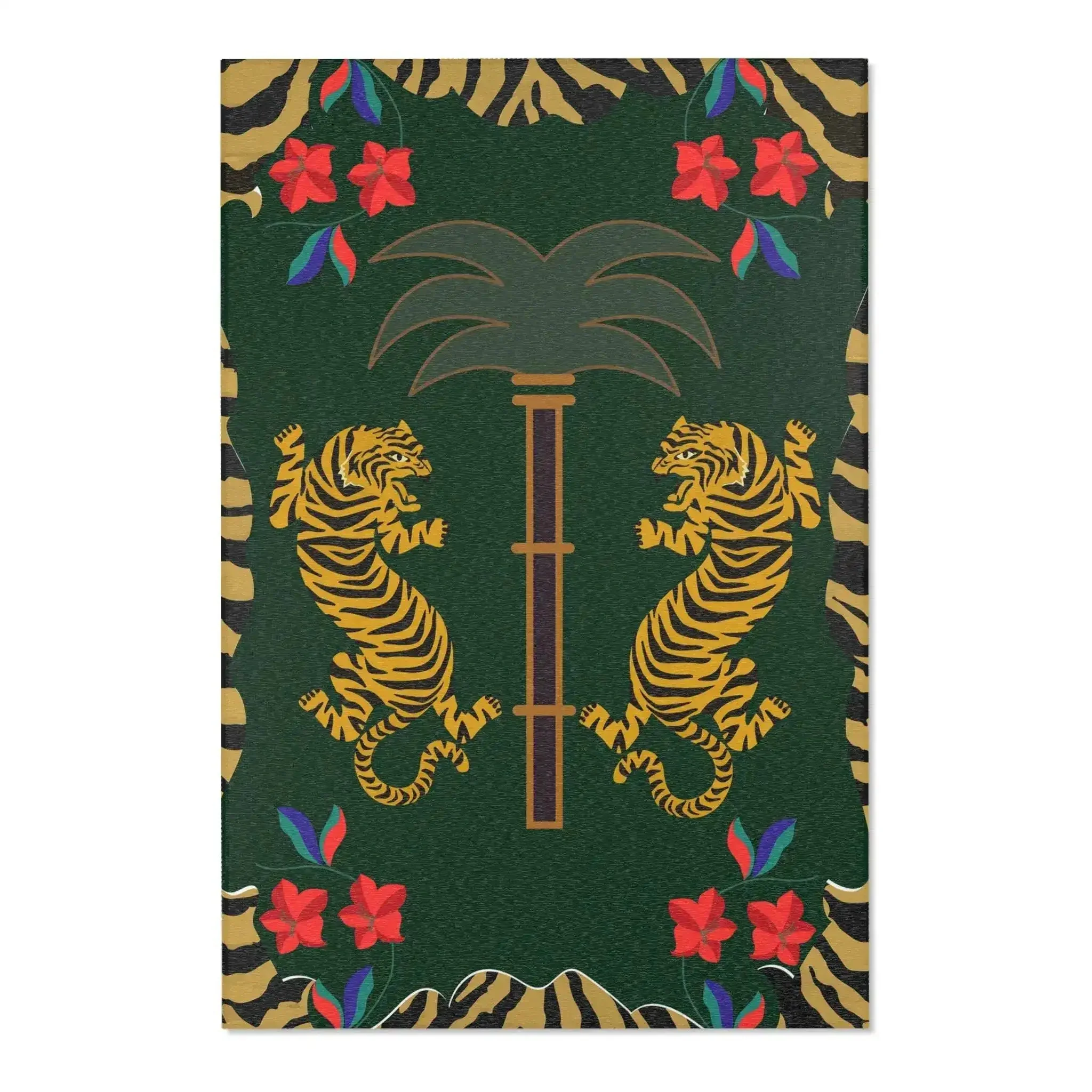 Twin Tigers Under Palm Tree Accent Rug - Image 3