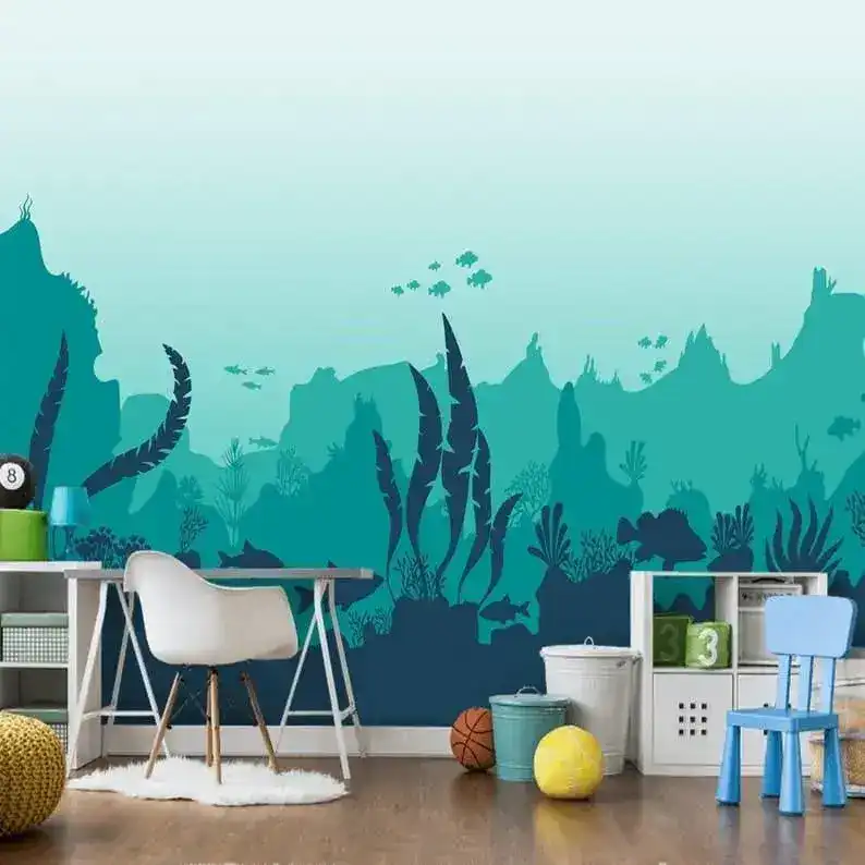 Underworld Sea Animals and Ferns Nursery Wallpaper - Image 6