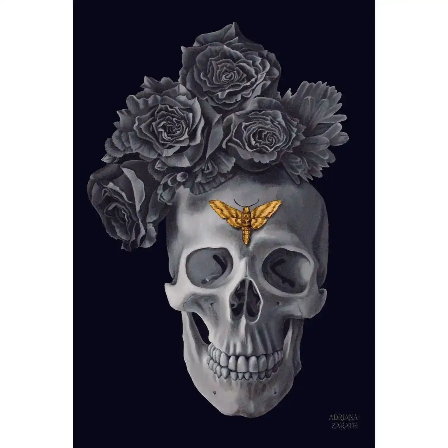 Vanitas 2 Floral Decorated Skull and Butterfly Wall Art