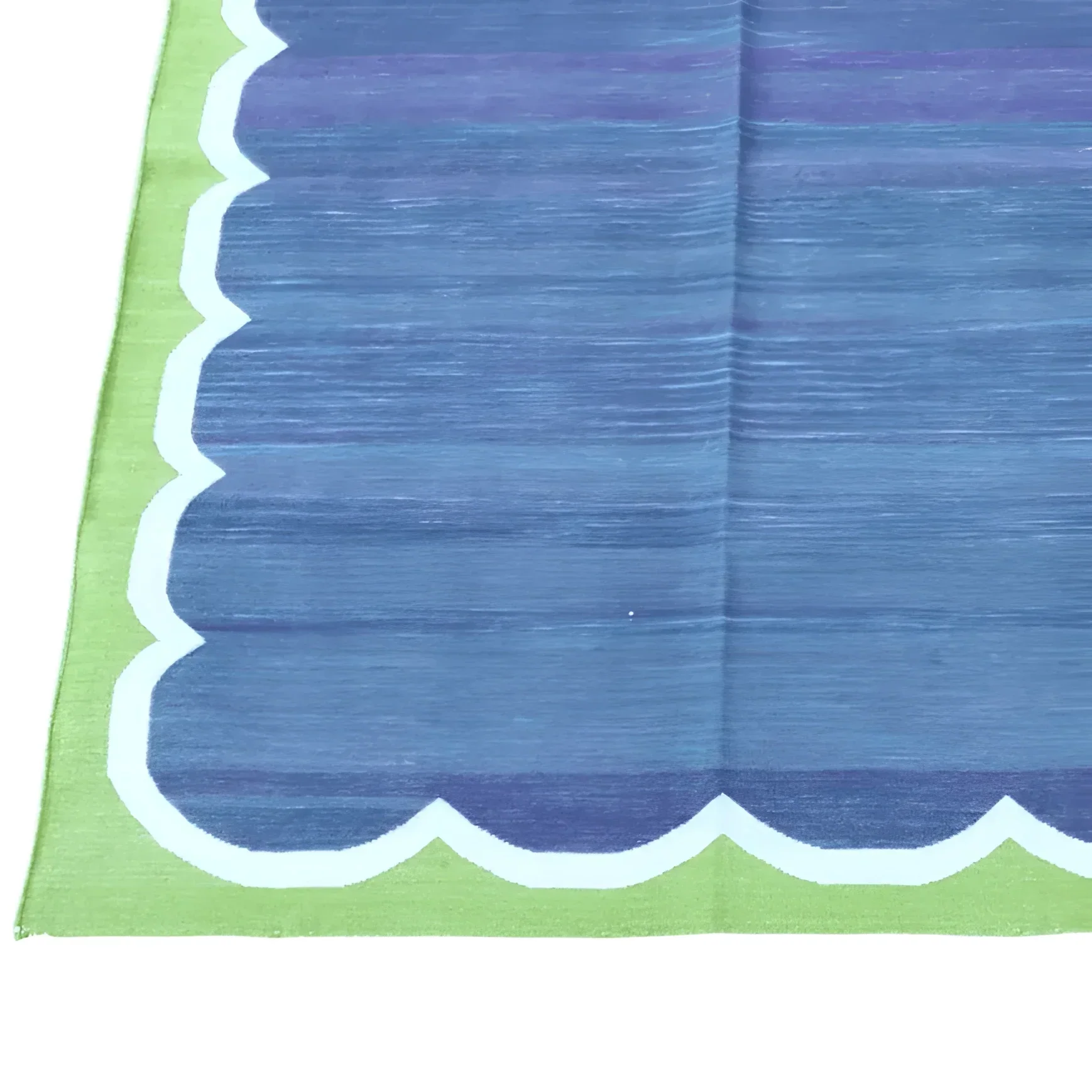 Vegetable Dyed Indian Dhurrie Cotton Rug - Blue/Green - Image 2