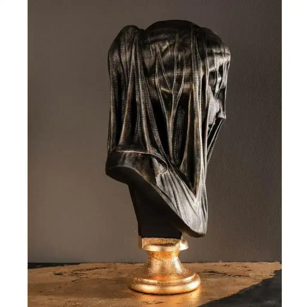 Veiled Virgin Mary Bust Statue - Image 3