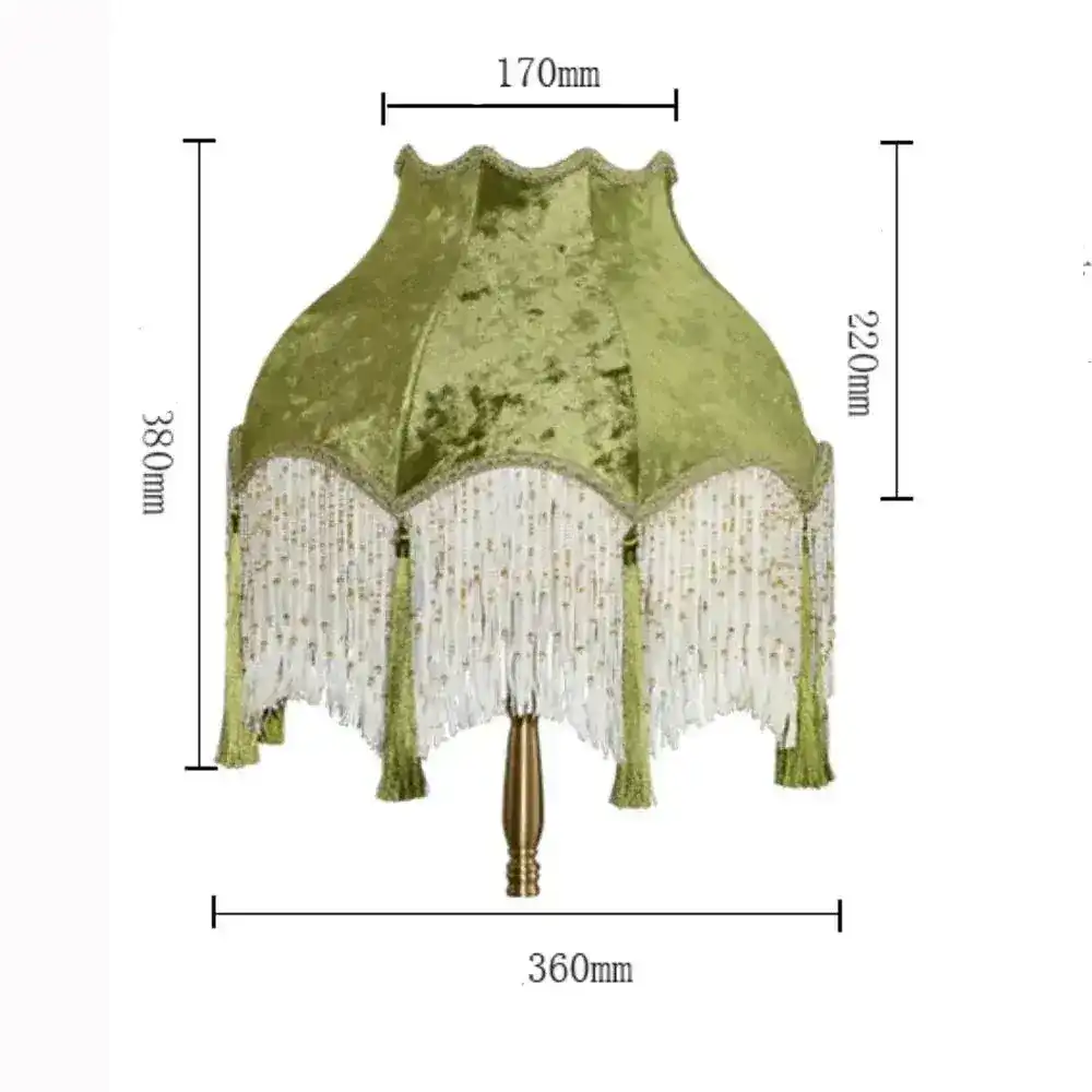 Velvet Green Frindge Lamp Shade - Image 3