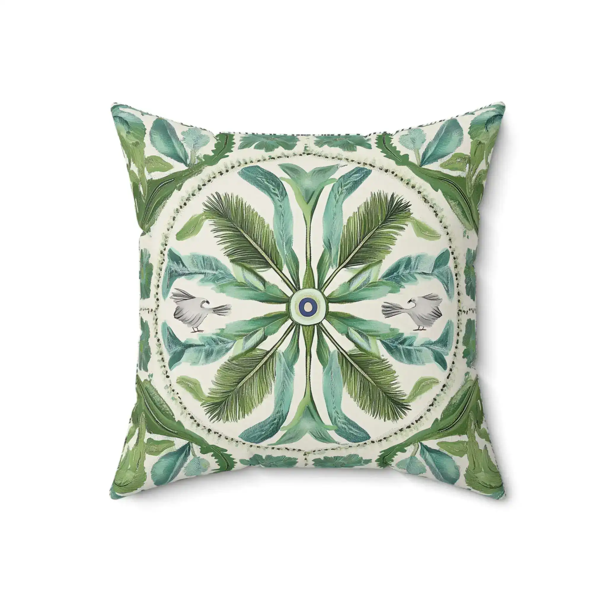 Verdant Harmony Birds & Palms Throw Pillow - Image 5