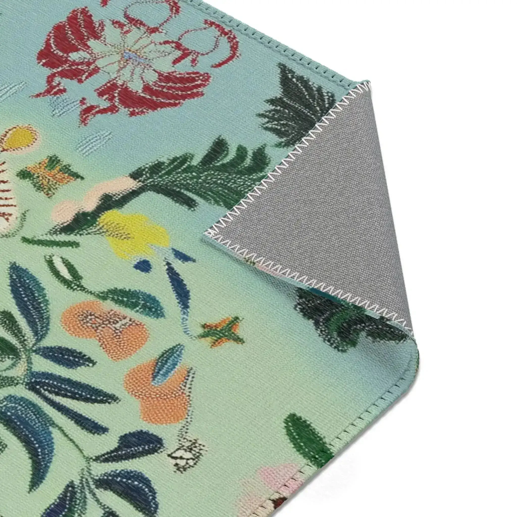 Verdant Harmony – Embroidered Garden Birds Accent Rug - Image 5