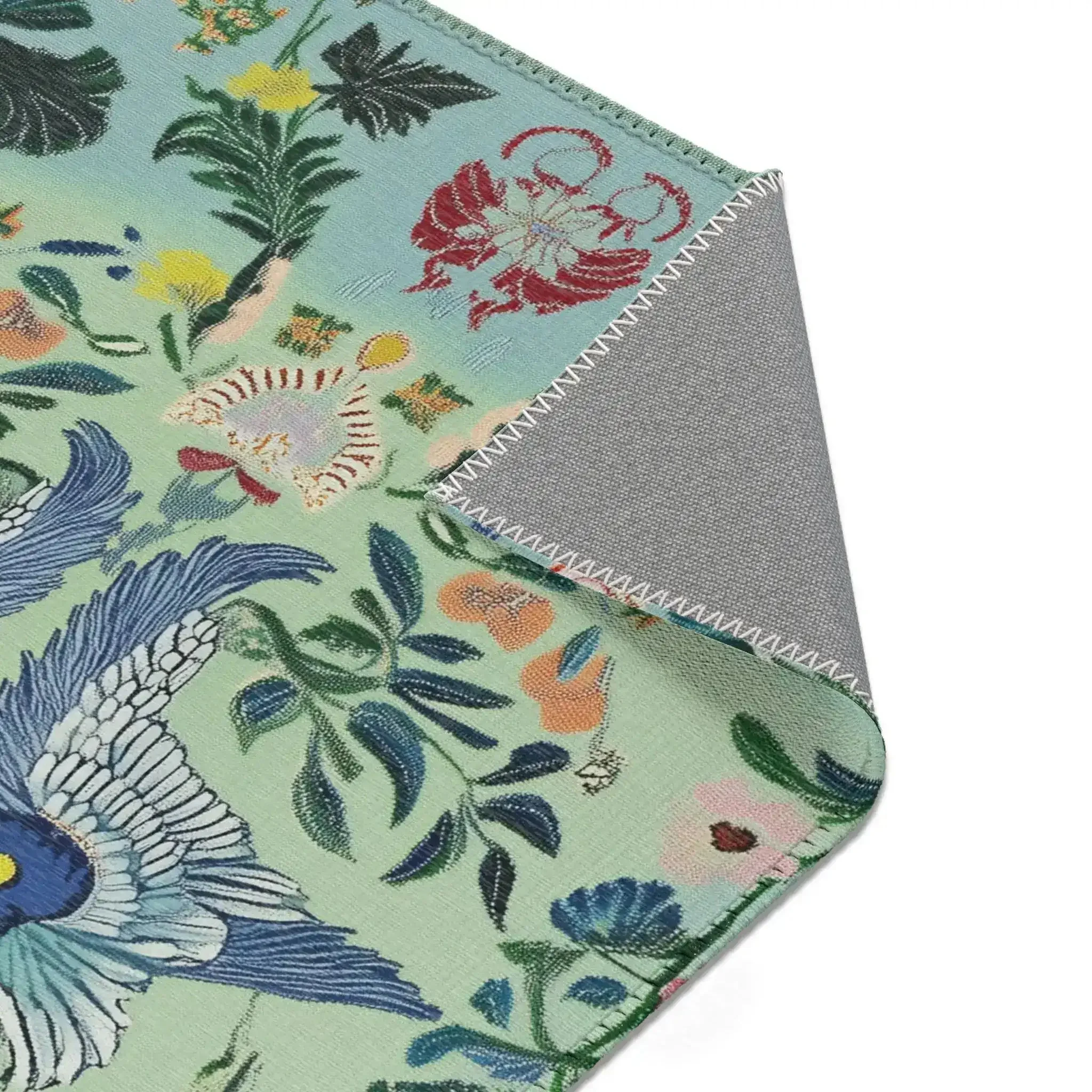 Verdant Harmony – Embroidered Garden Birds Accent Rug - Image 6
