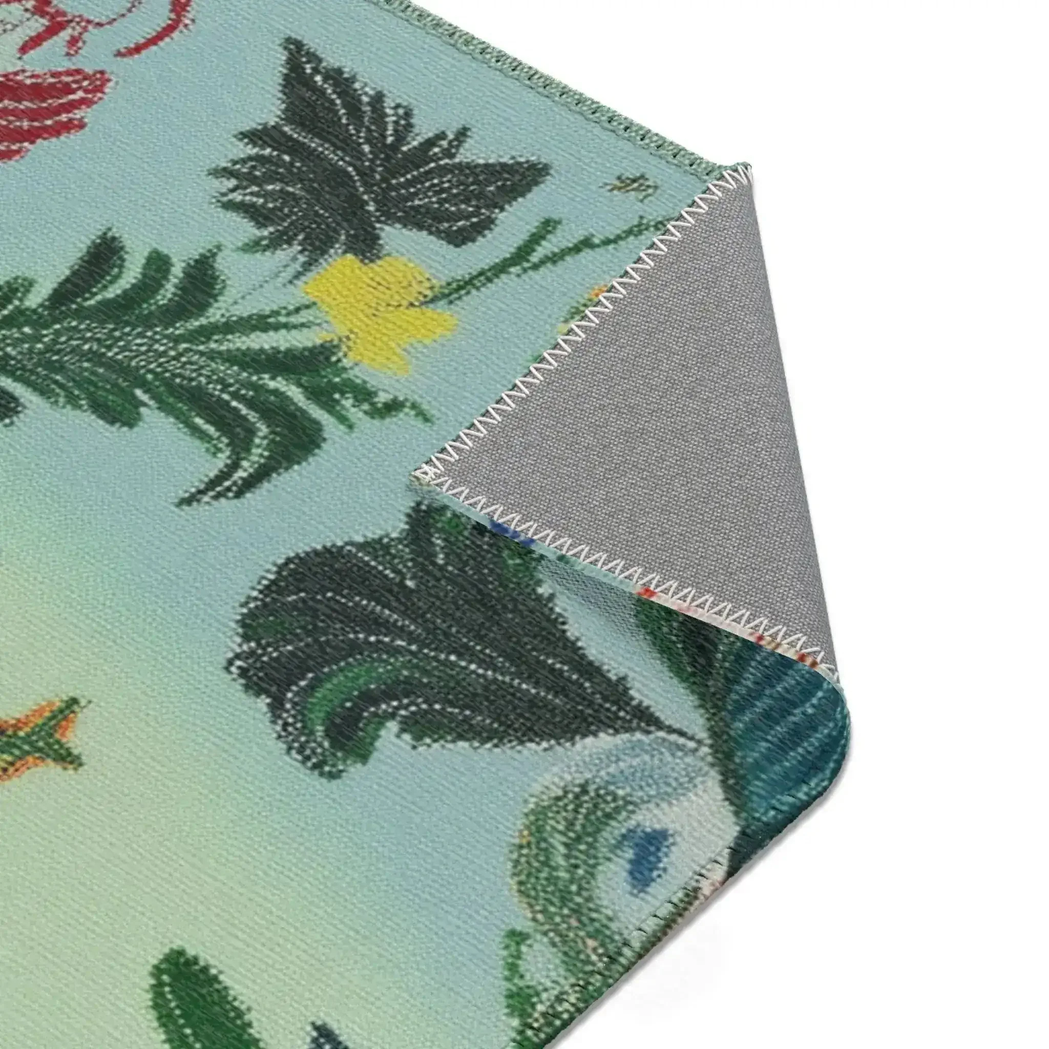 Verdant Harmony – Embroidered Garden Birds Accent Rug - Image 8