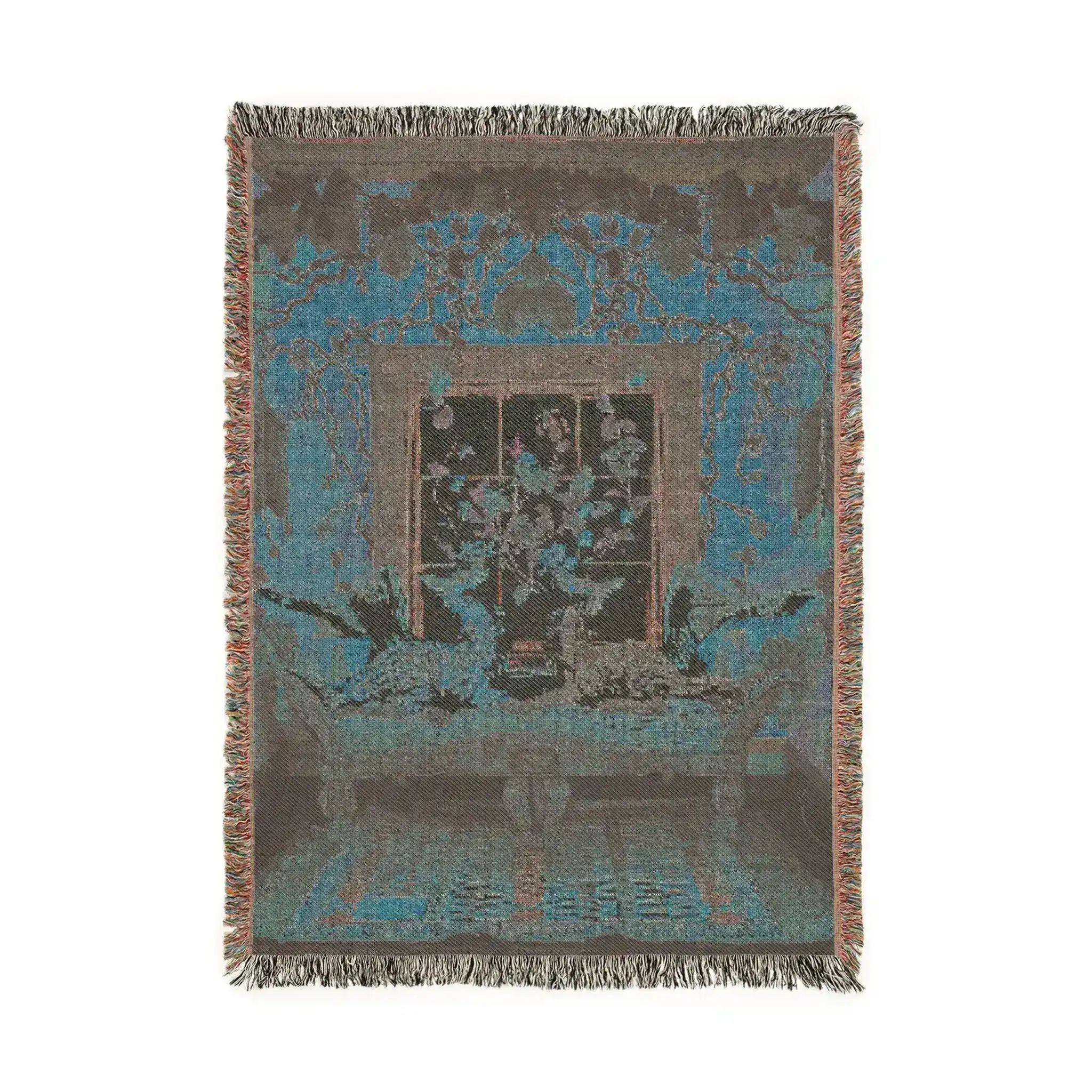 Vibrant Floral and Feline Woven Blanket - Image 4