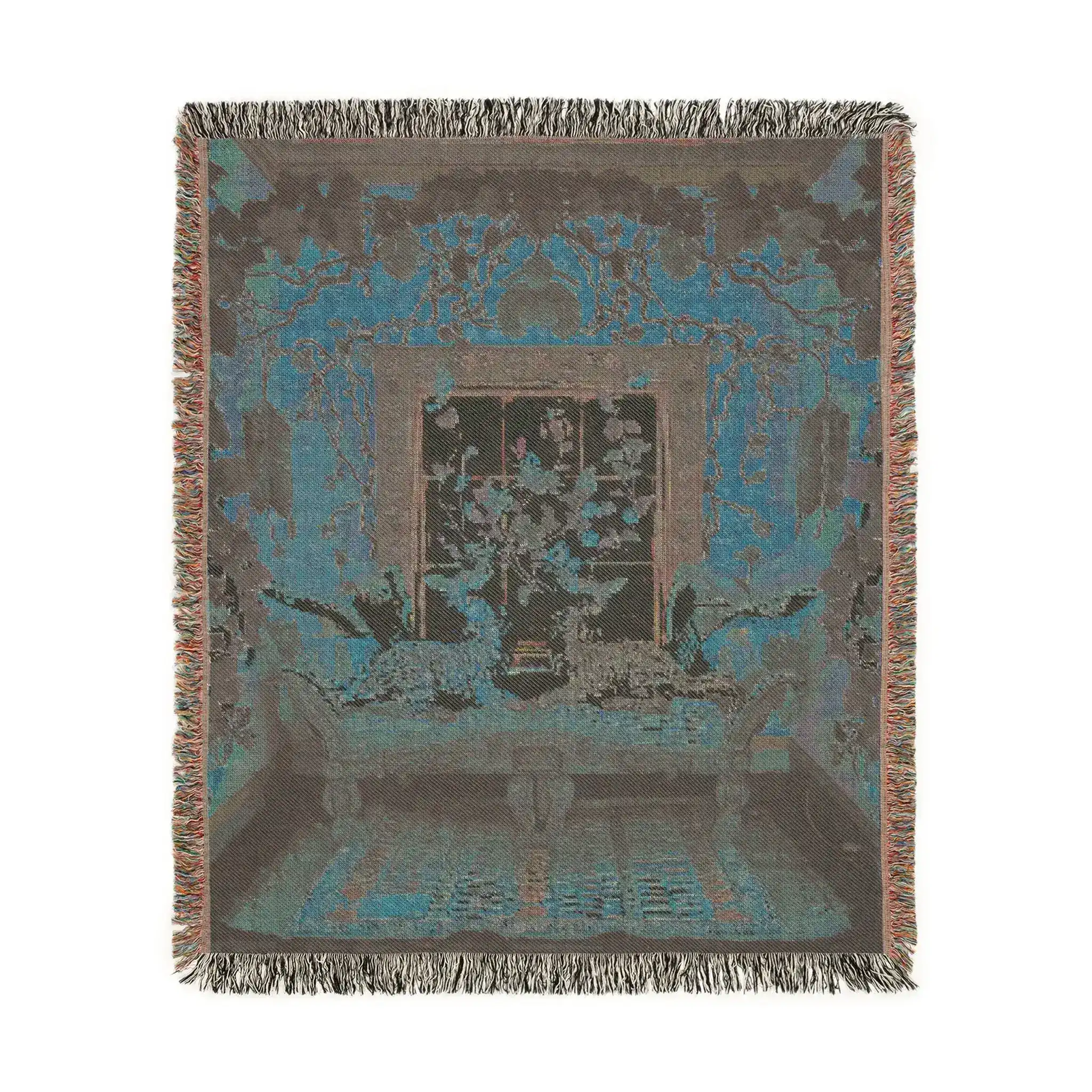 Vibrant Floral and Feline Woven Blanket - Image 5