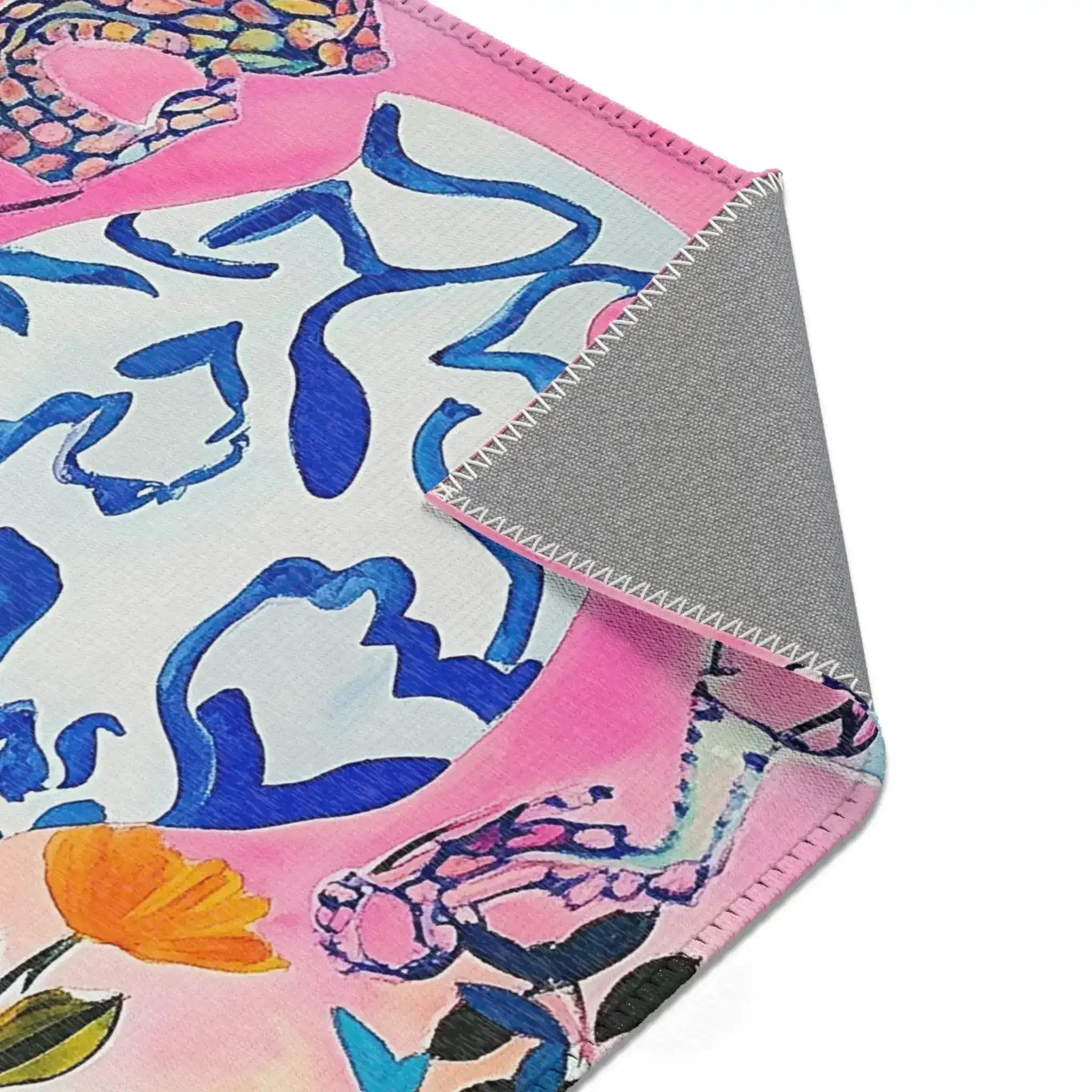 Vibrant Floral Bouquet in Blue Vase Accent Rug - Image 6