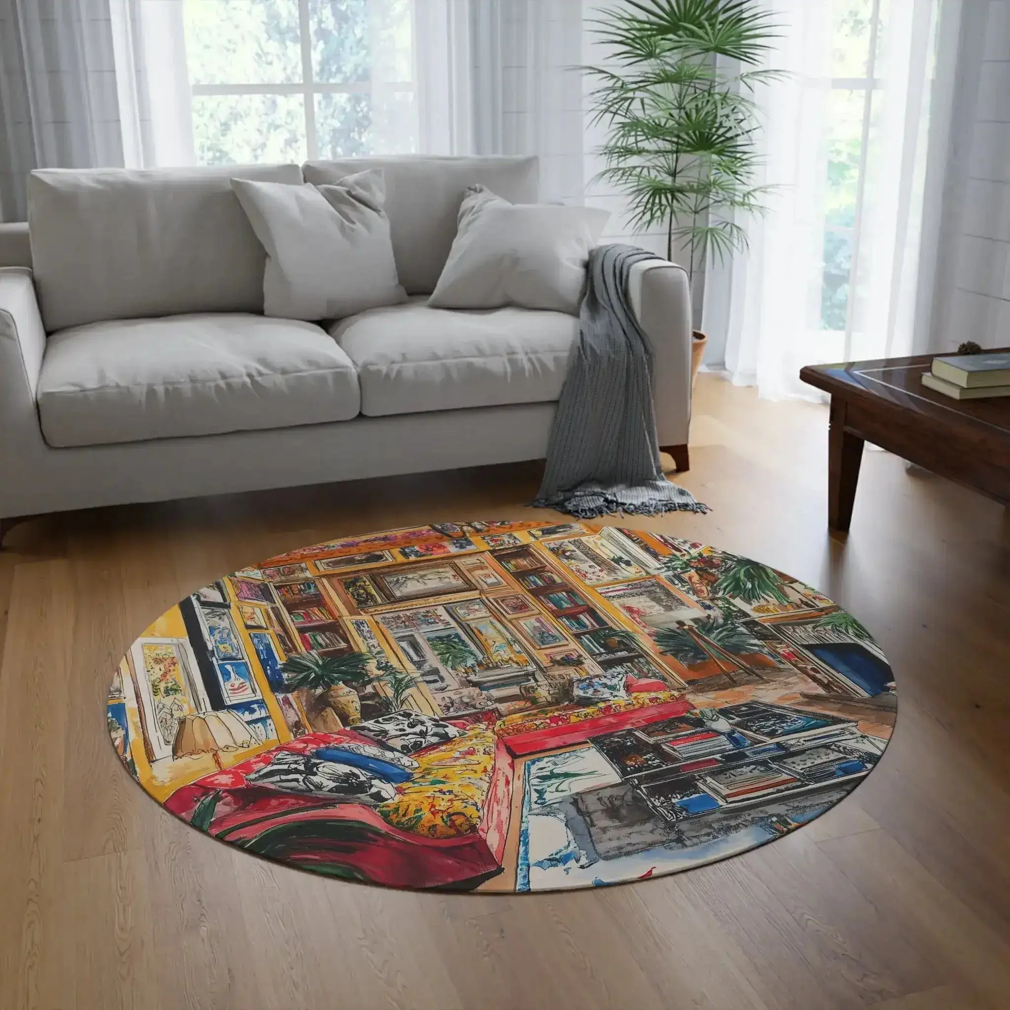 Vibrant Floral Deco Round Rug - Image 2