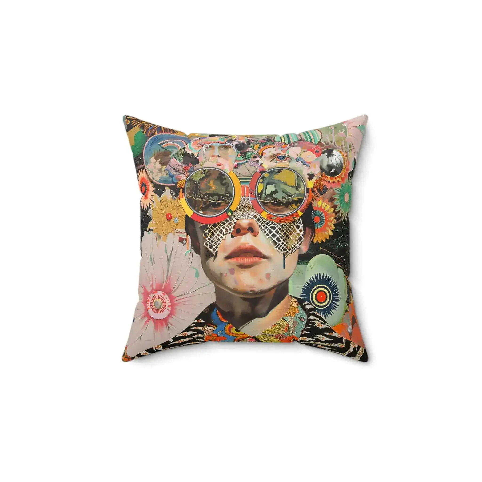 Vibrant Psychedelic Portrait Throw Pillow - Image 5