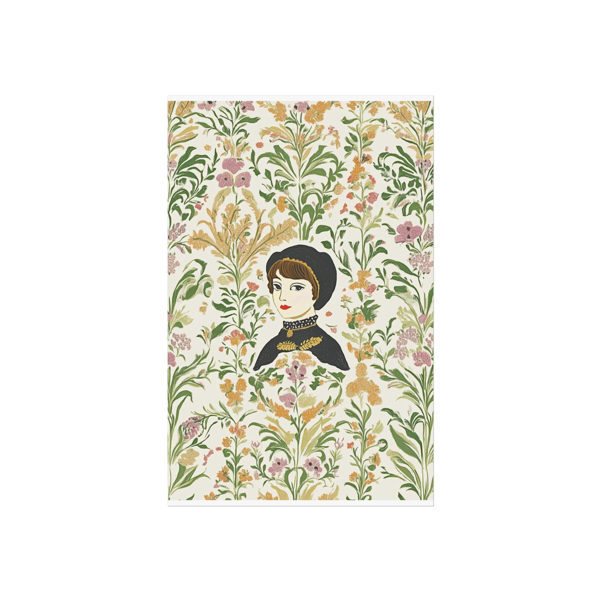 Victorian Muse Floral Portrait Fine Art Poster - Vertical - Image 5