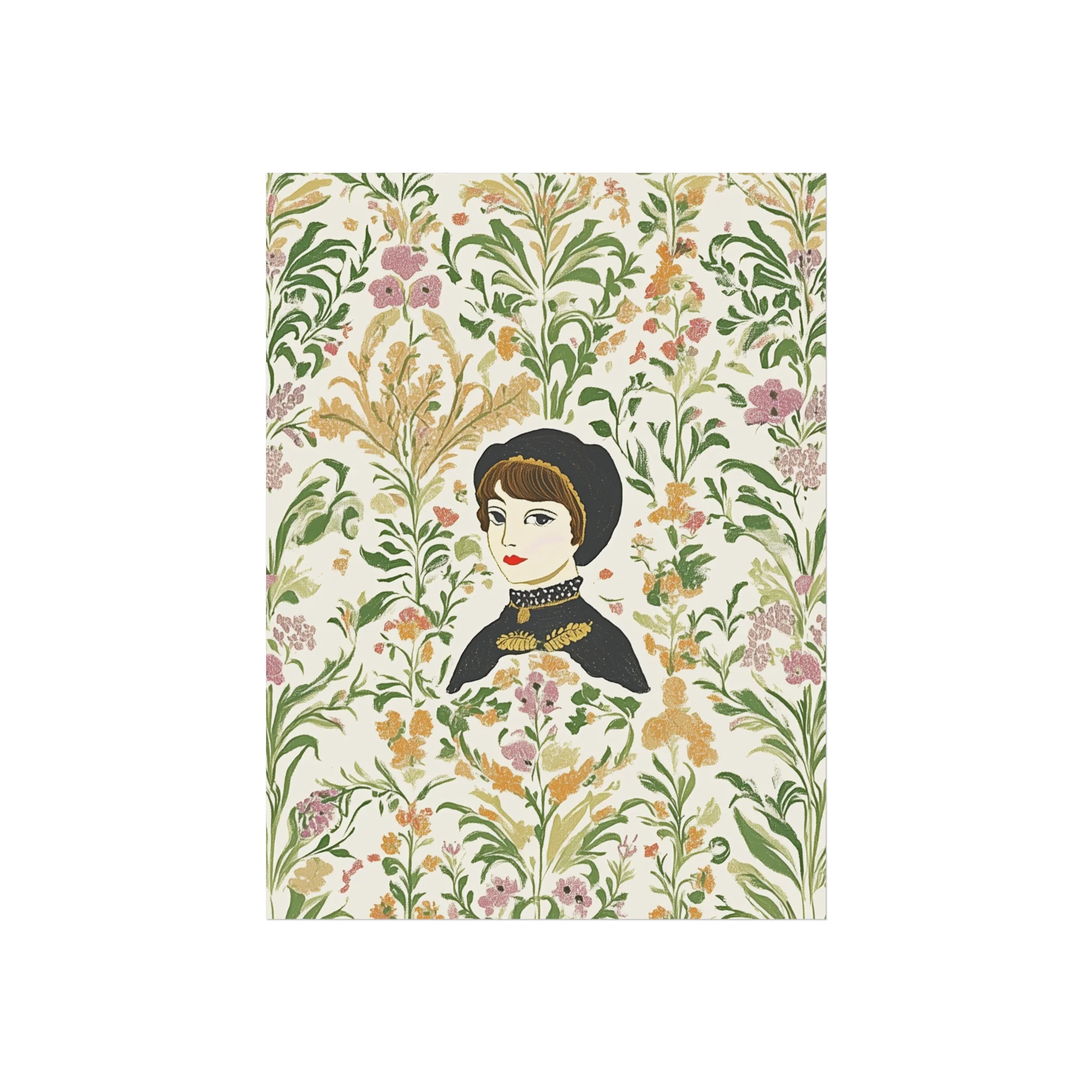 Victorian Muse Floral Portrait Fine Art Poster - Vertical - Image 6