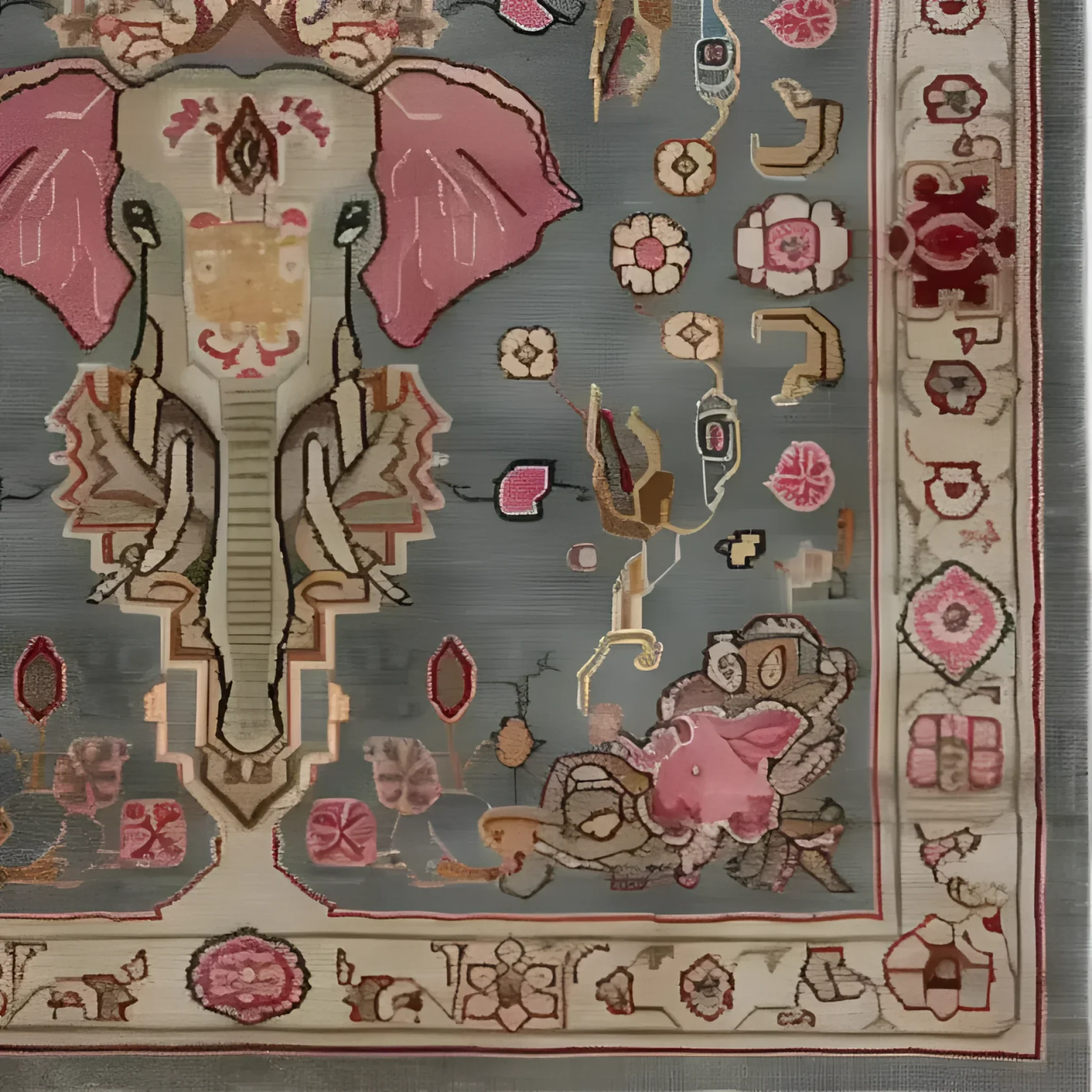 Vintage Elephant Hand Knotted Area Rug - Image 6