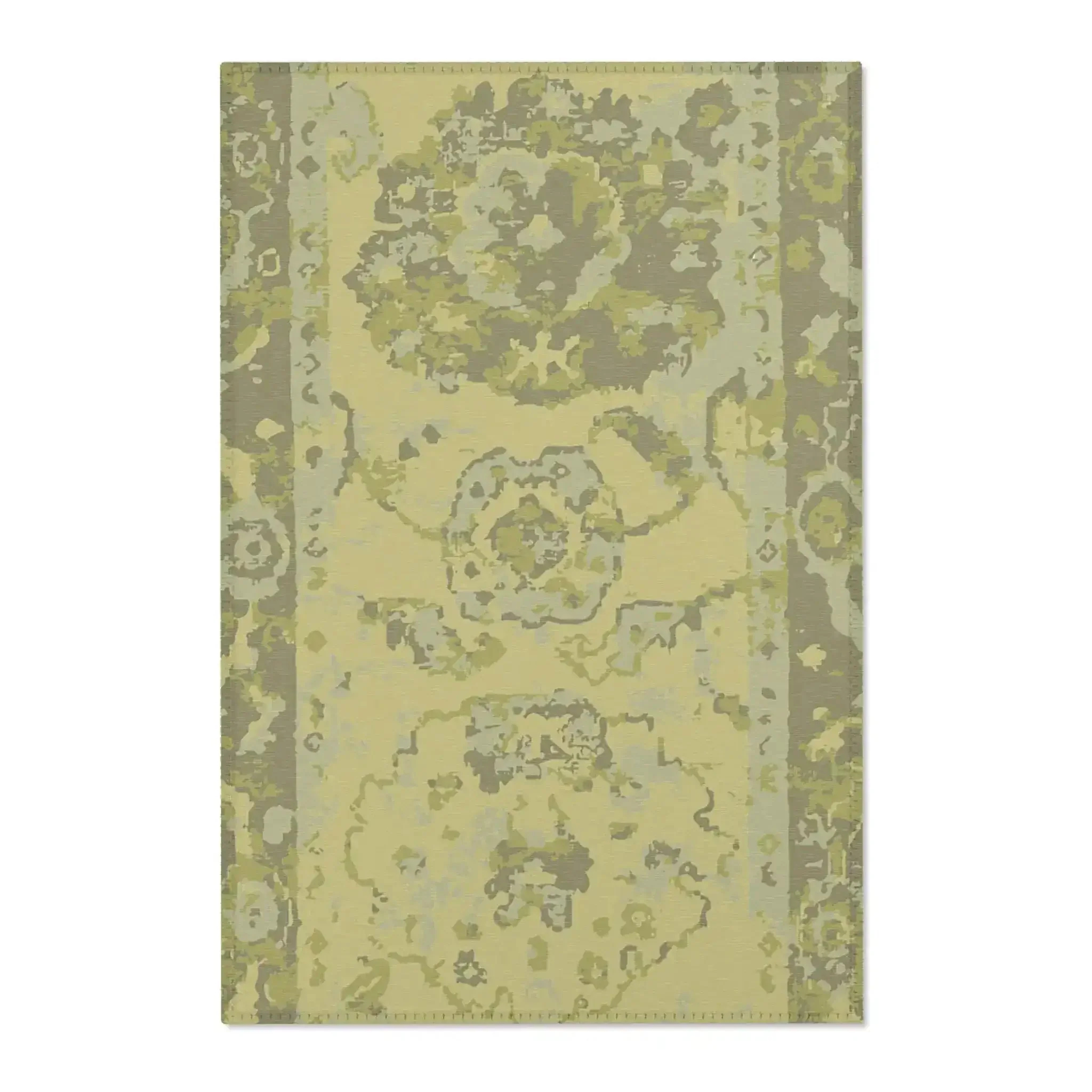 Vintage Floral Olive and Sage Green Accent Rug - Image 2