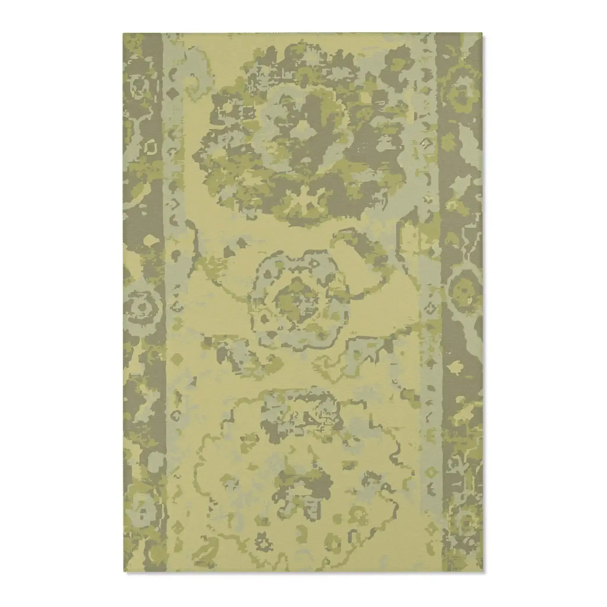 Vintage Floral Olive and Sage Green Accent Rug - Image 3