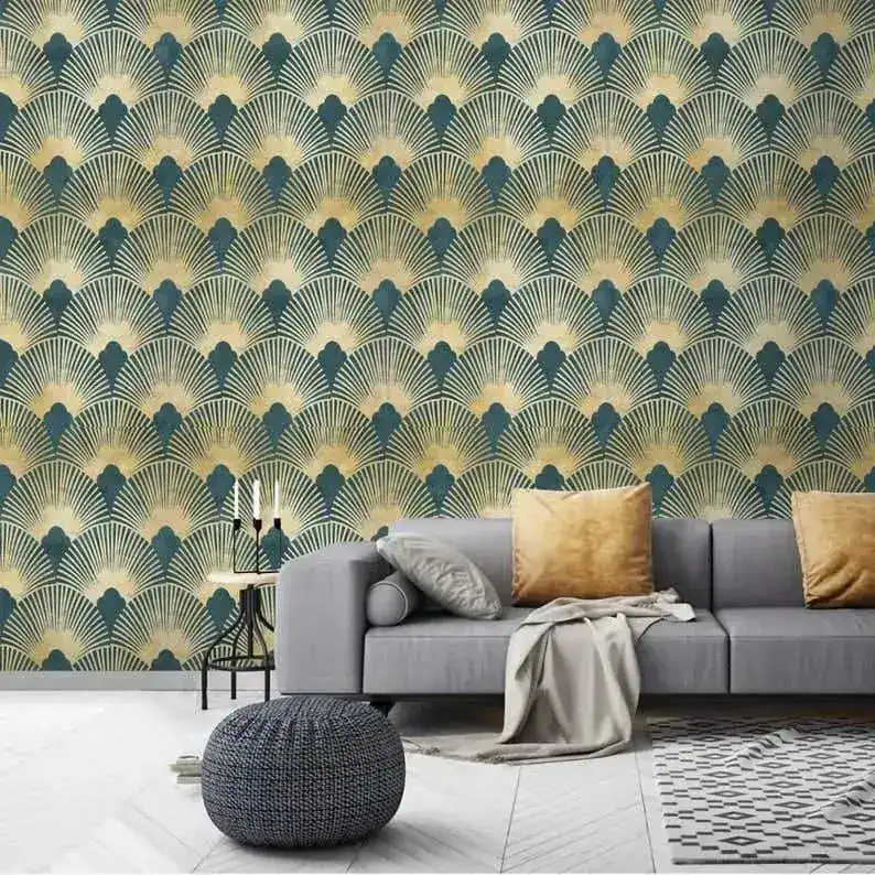 Vintage Gold Art Deco Fans Wallpaper - Image 5