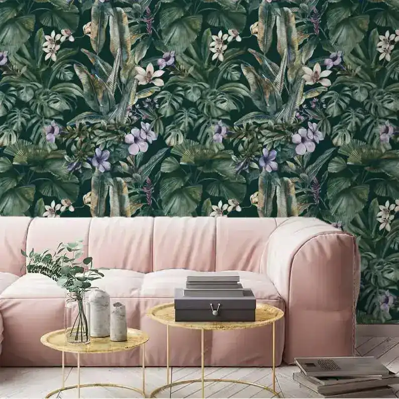 Vintage Green Monstera Tropical Wallpaper - Image 6