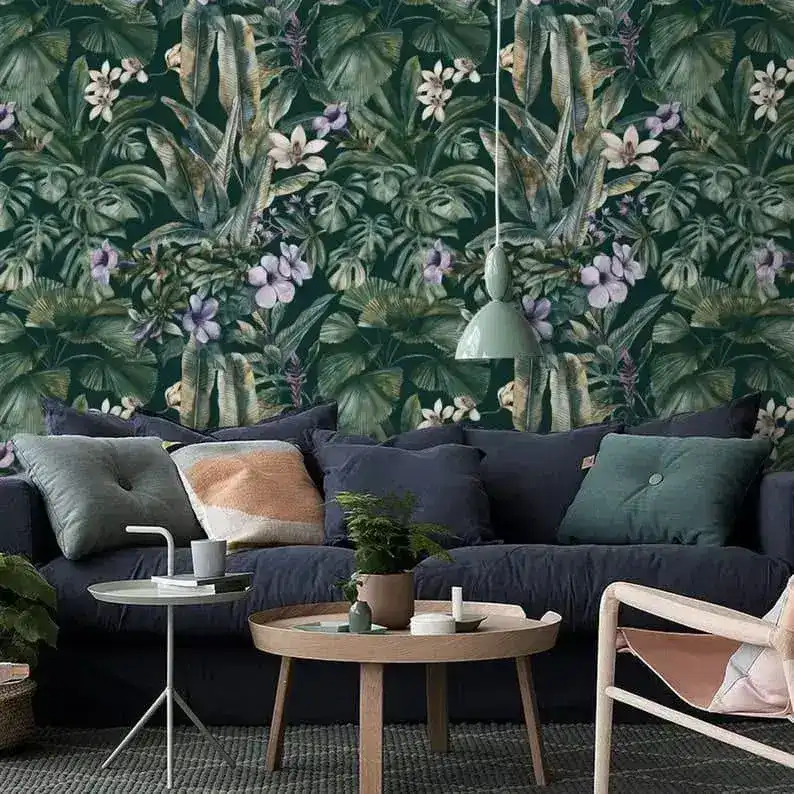 Vintage Green Monstera Tropical Wallpaper - Image 8