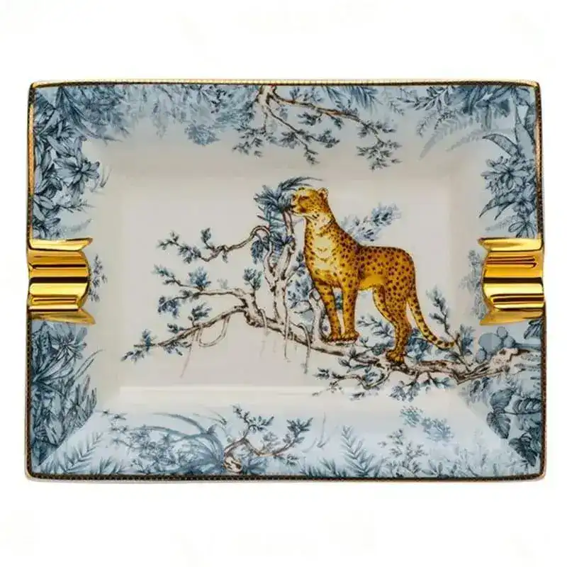 Vintage Leopard in the Forest Porcelain Tray - Image 7