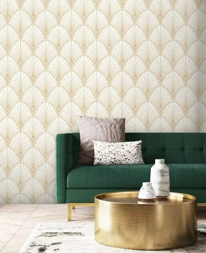 Vintage Pastel Art Deco Fans Wallpaper - Image 2