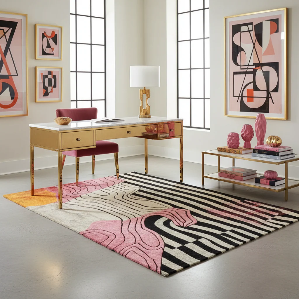 Vivid Shapes Hand Tufted Viscose Rug - Image 2