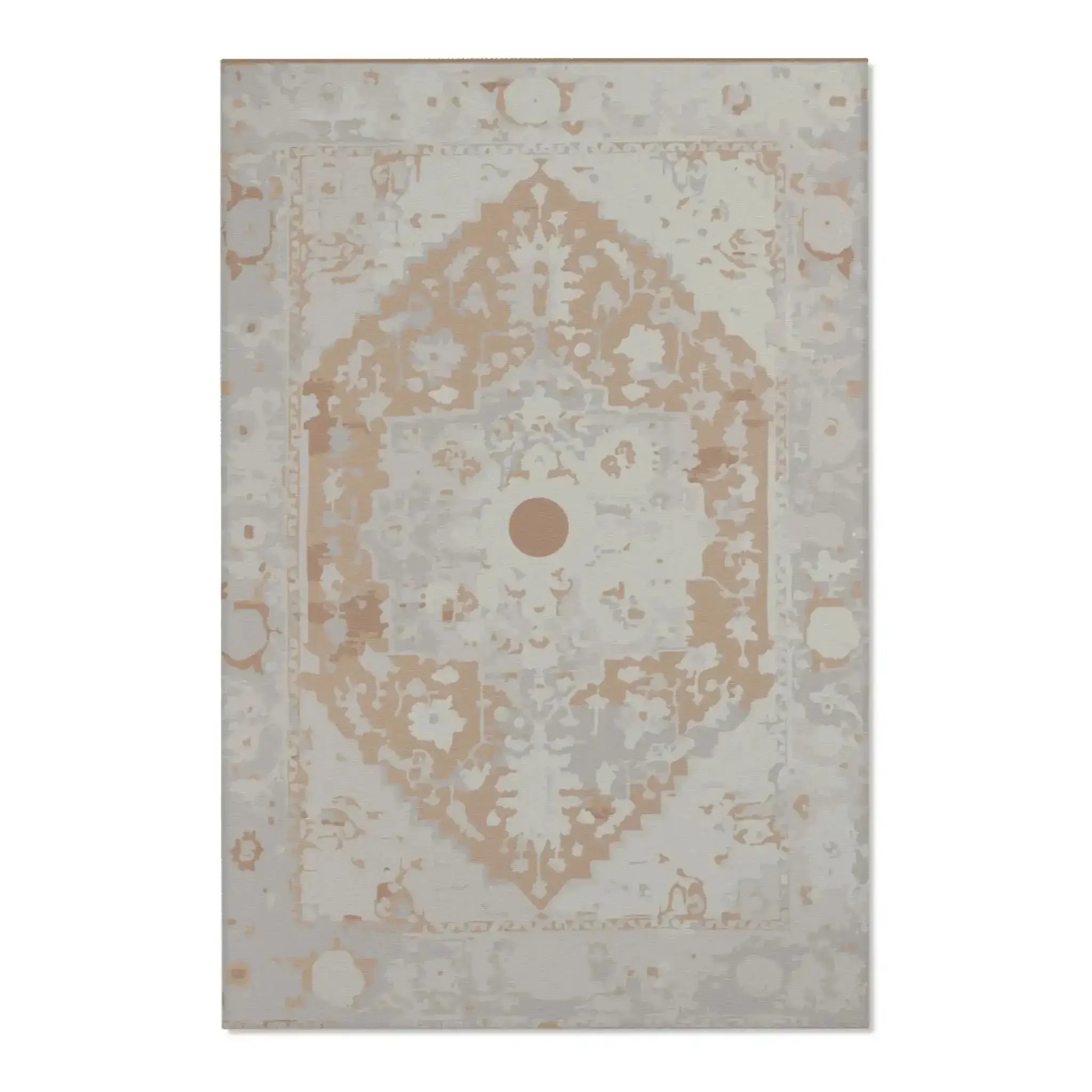 Warm Beige & Ivory Medallion Accent Rug - Image 3