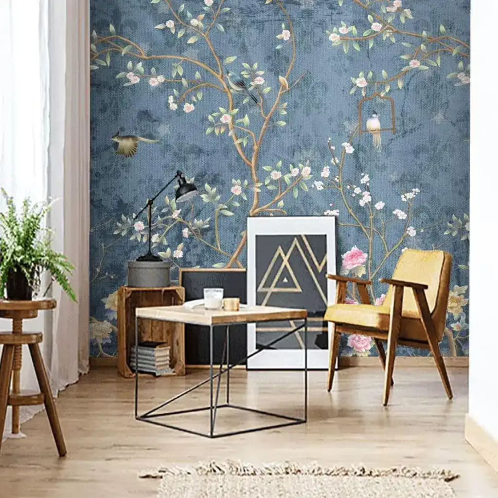 Watercolor Blue Chinoiserie Wallpaper - Image 4