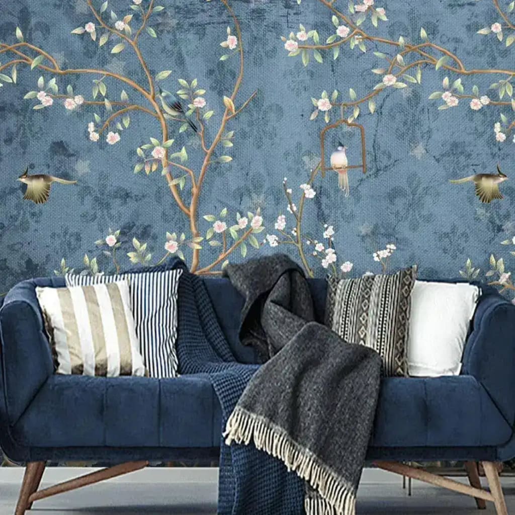 Watercolor Blue Chinoiserie Wallpaper - Image 6