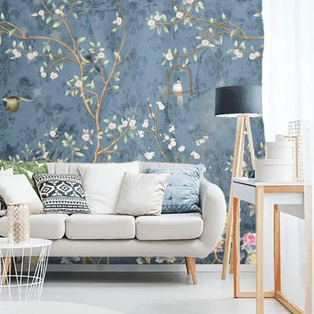 Watercolor Blue Chinoiserie Wallpaper - Image 7