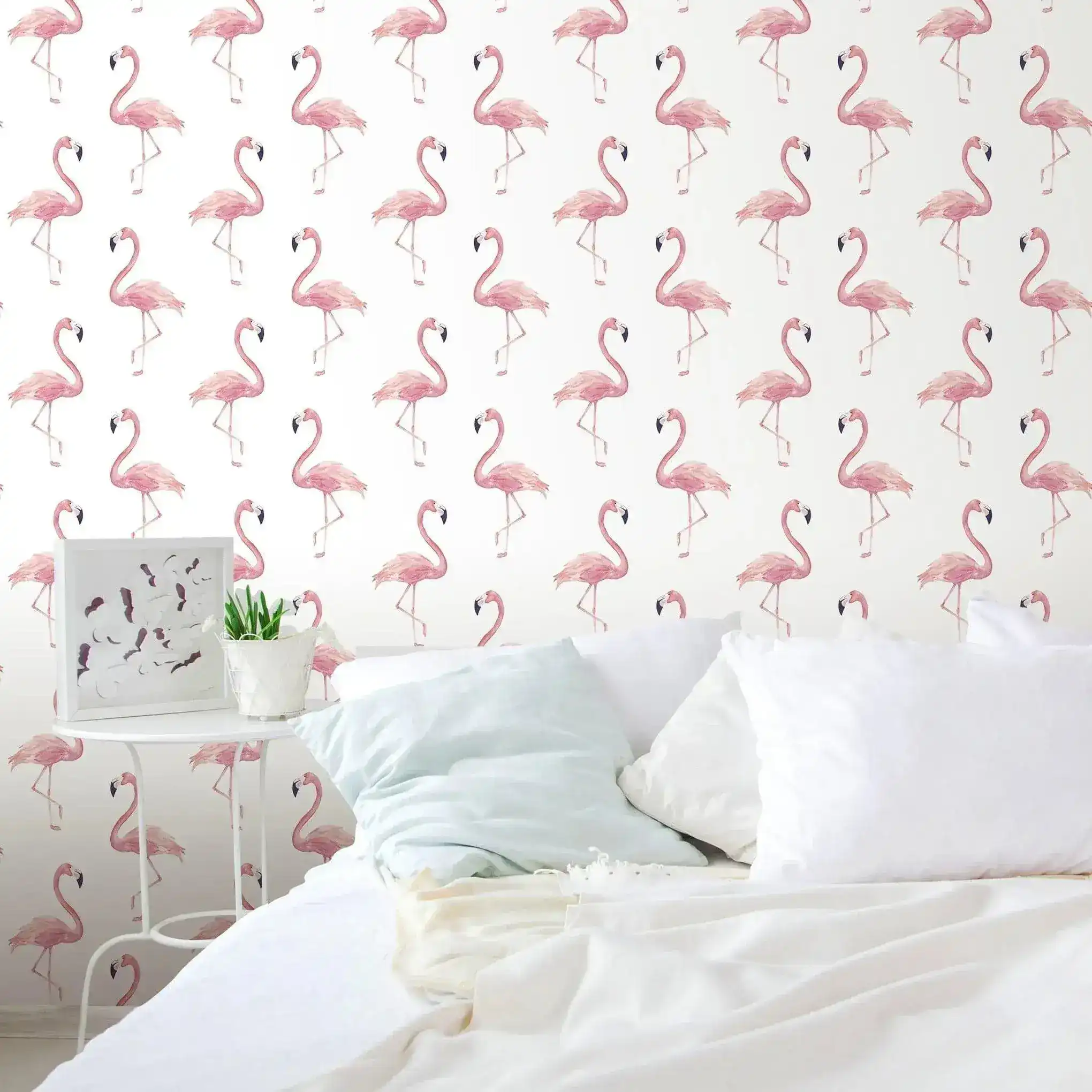 Watercolor Exotic Pink Flamingos Wallpaper - Image 3