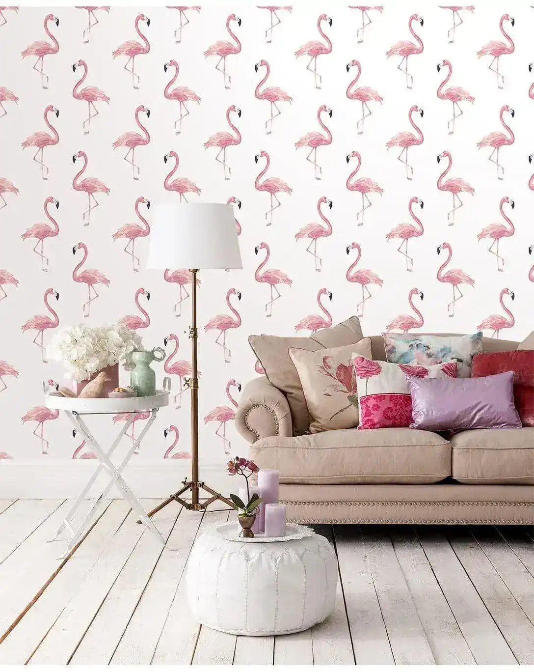 Watercolor Exotic Pink Flamingos Wallpaper - Image 4