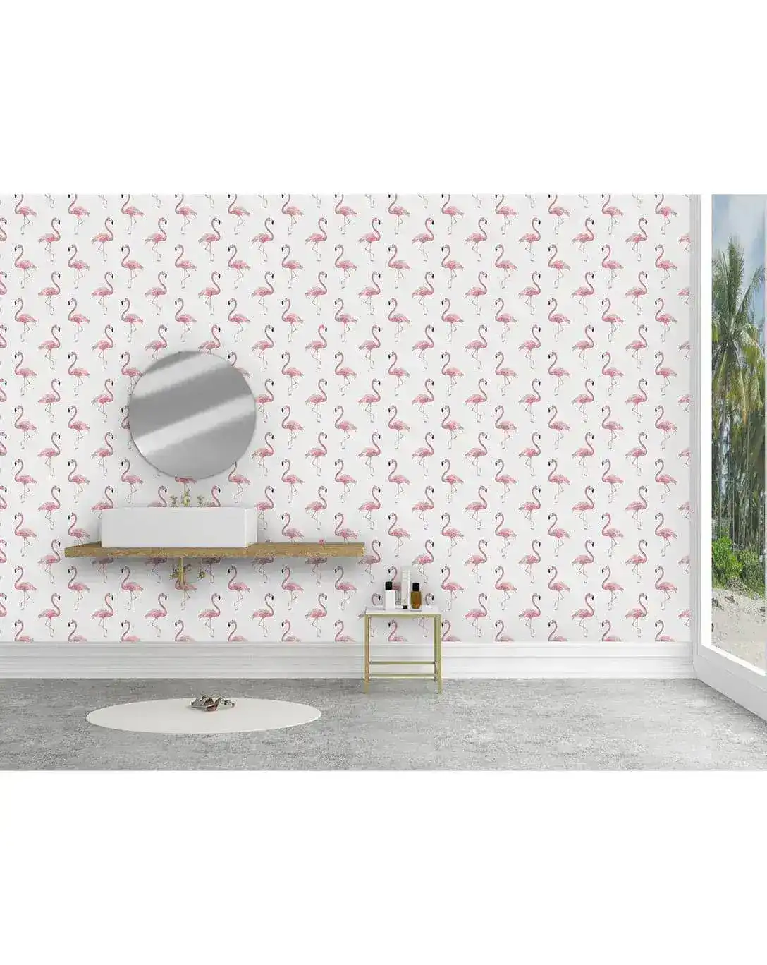Watercolor Exotic Pink Flamingos Wallpaper - Image 8