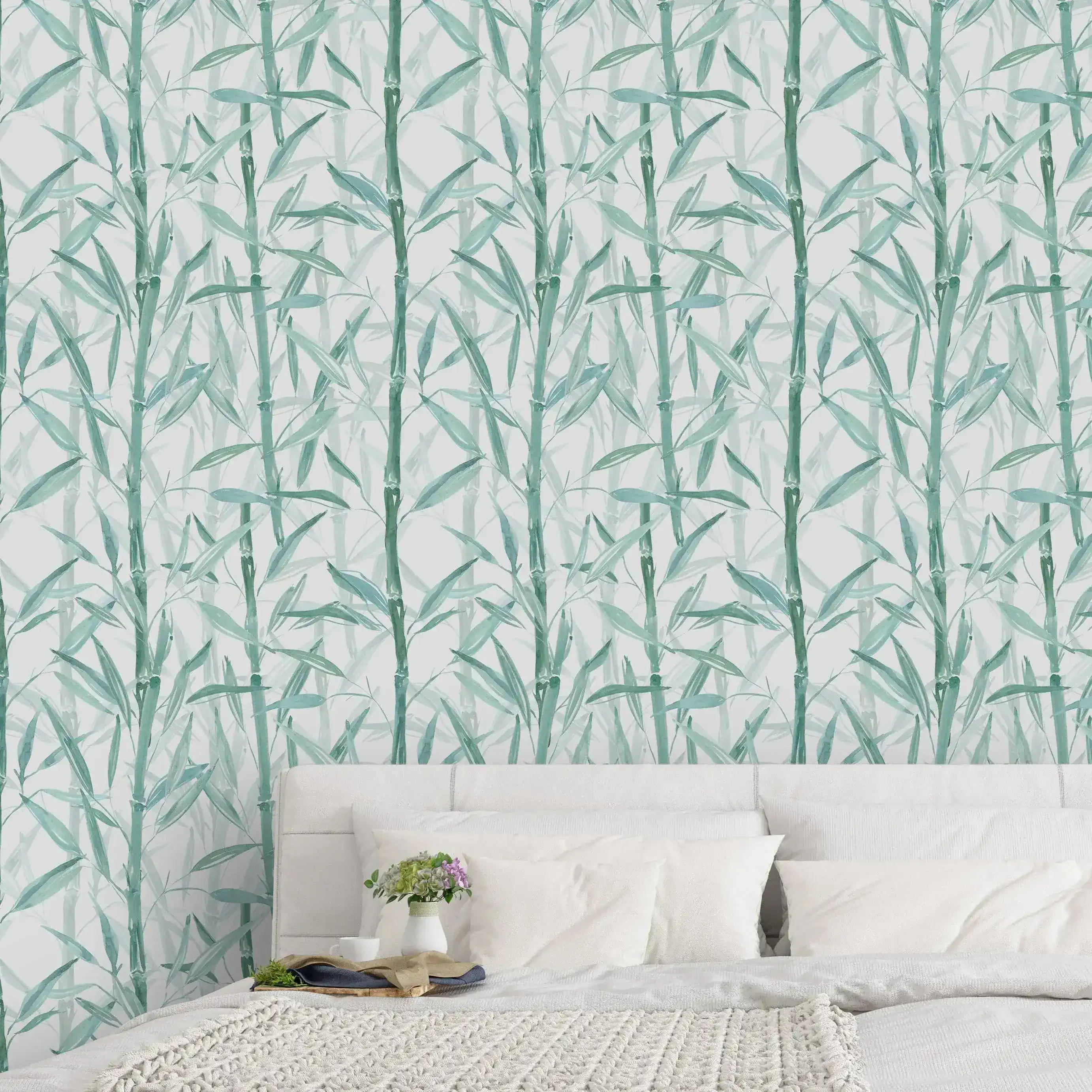 Watercolor Green Bamboo Removable Wallpaper - Image 2
