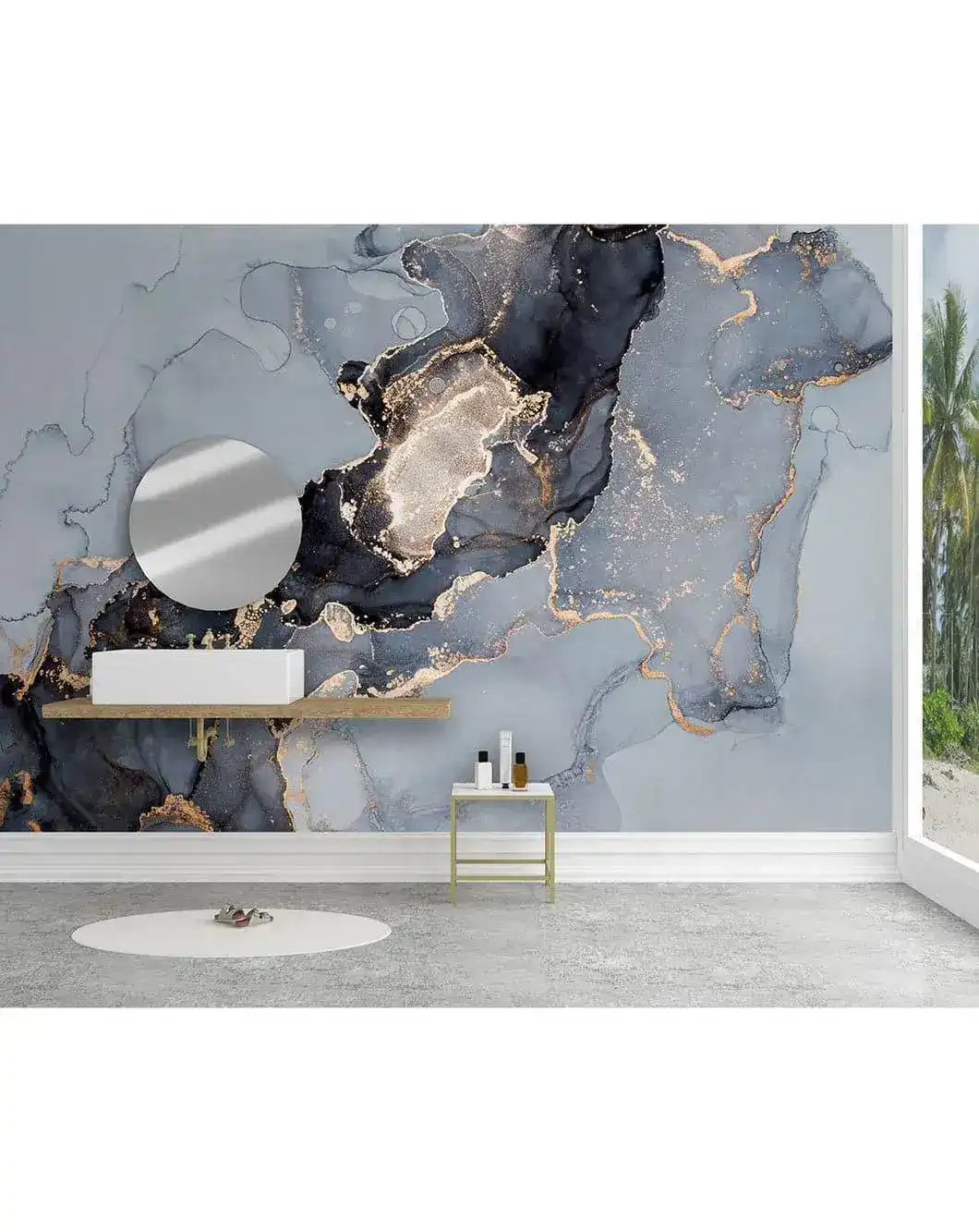 Watercolor Marble Abstract Alcohol Ink Gray Black Wall Mural - Image 4