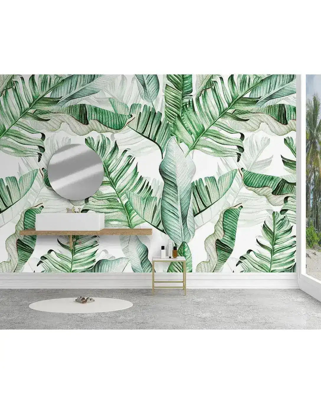 Watercolor Tropical Leaves Exotic Green Palm Leaves Wall Mural - Image 3