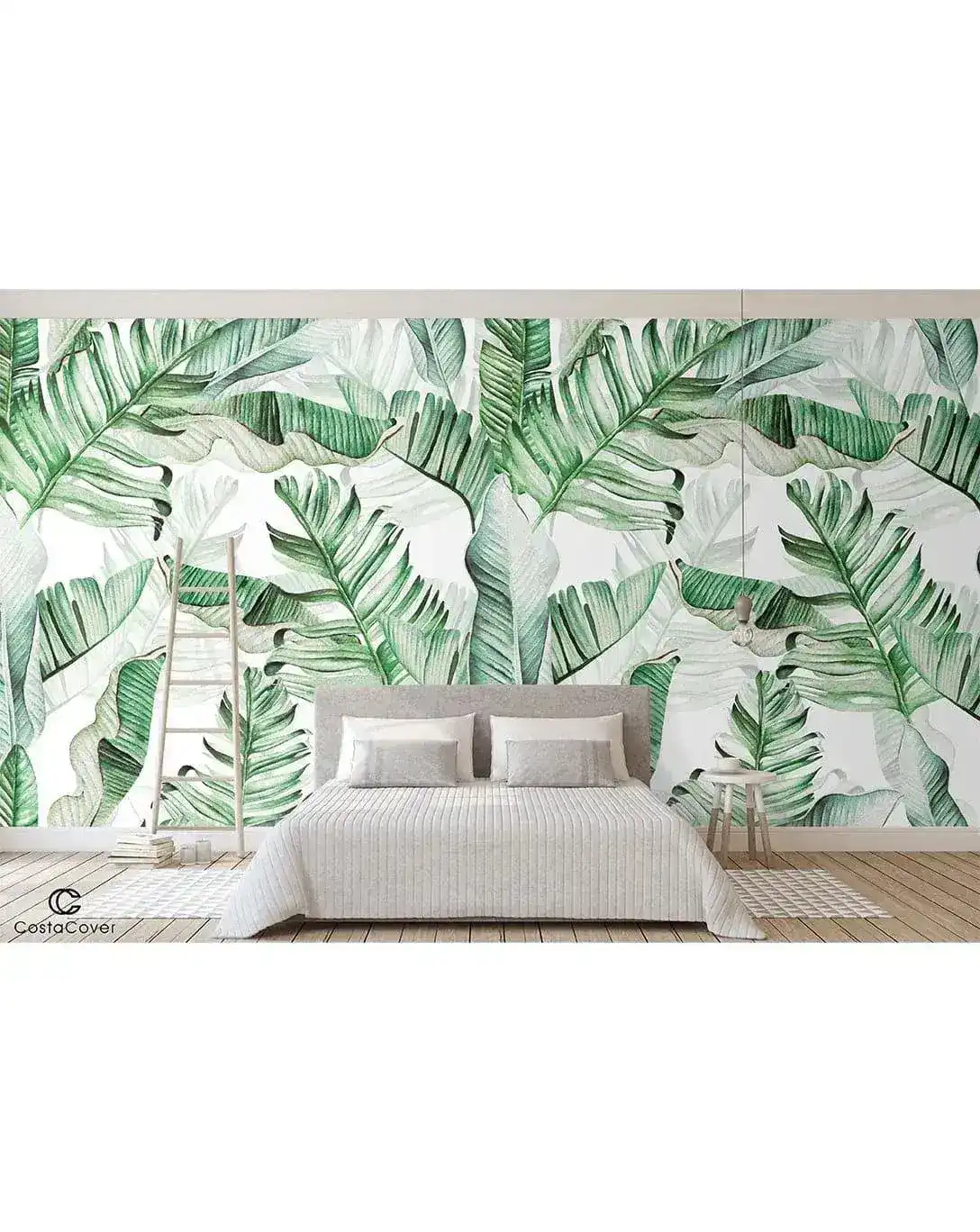 Watercolor Tropical Leaves Exotic Green Palm Leaves Wall Mural - Image 4