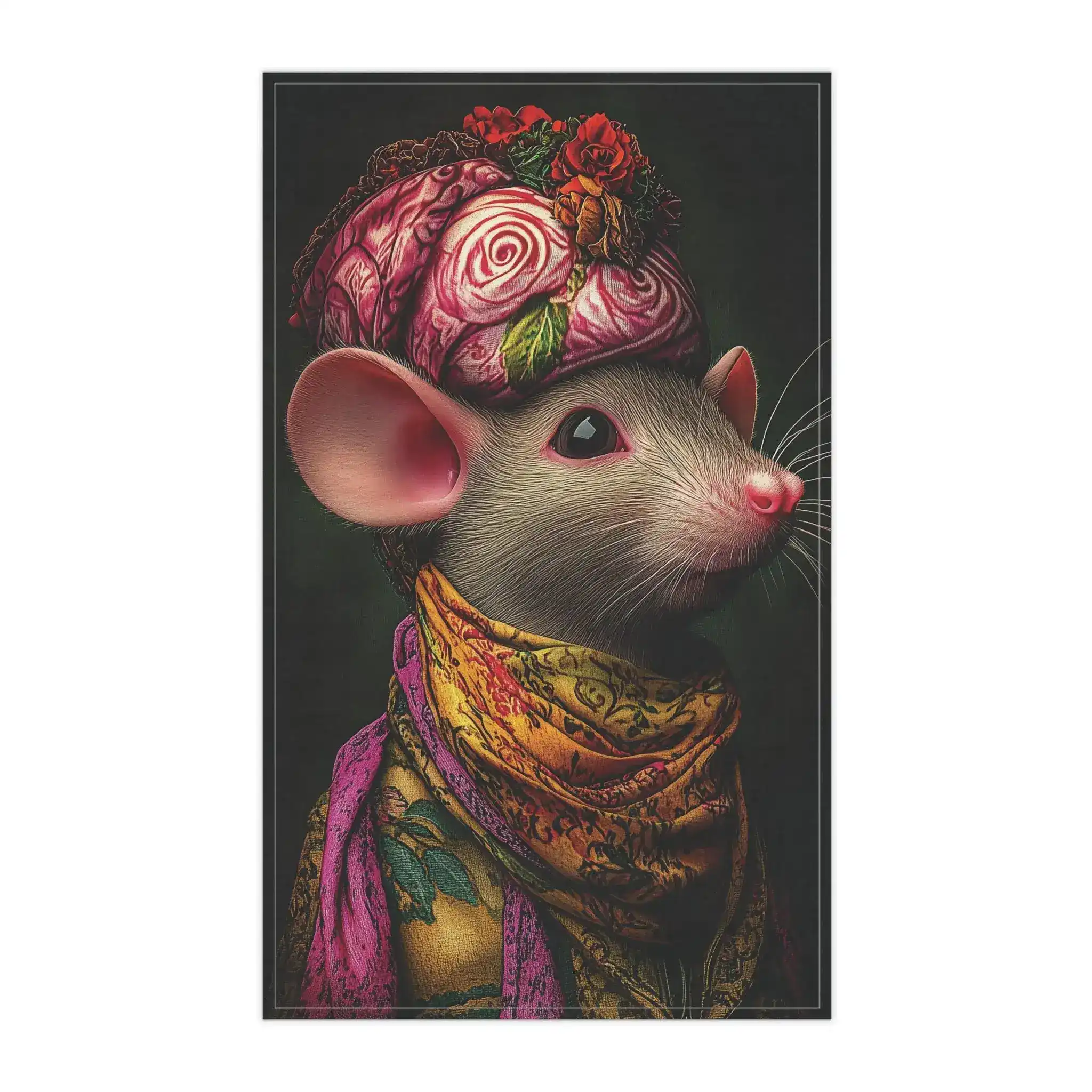 Whimsical Elegance Artistic Mouse Cotton Kitchen Towel