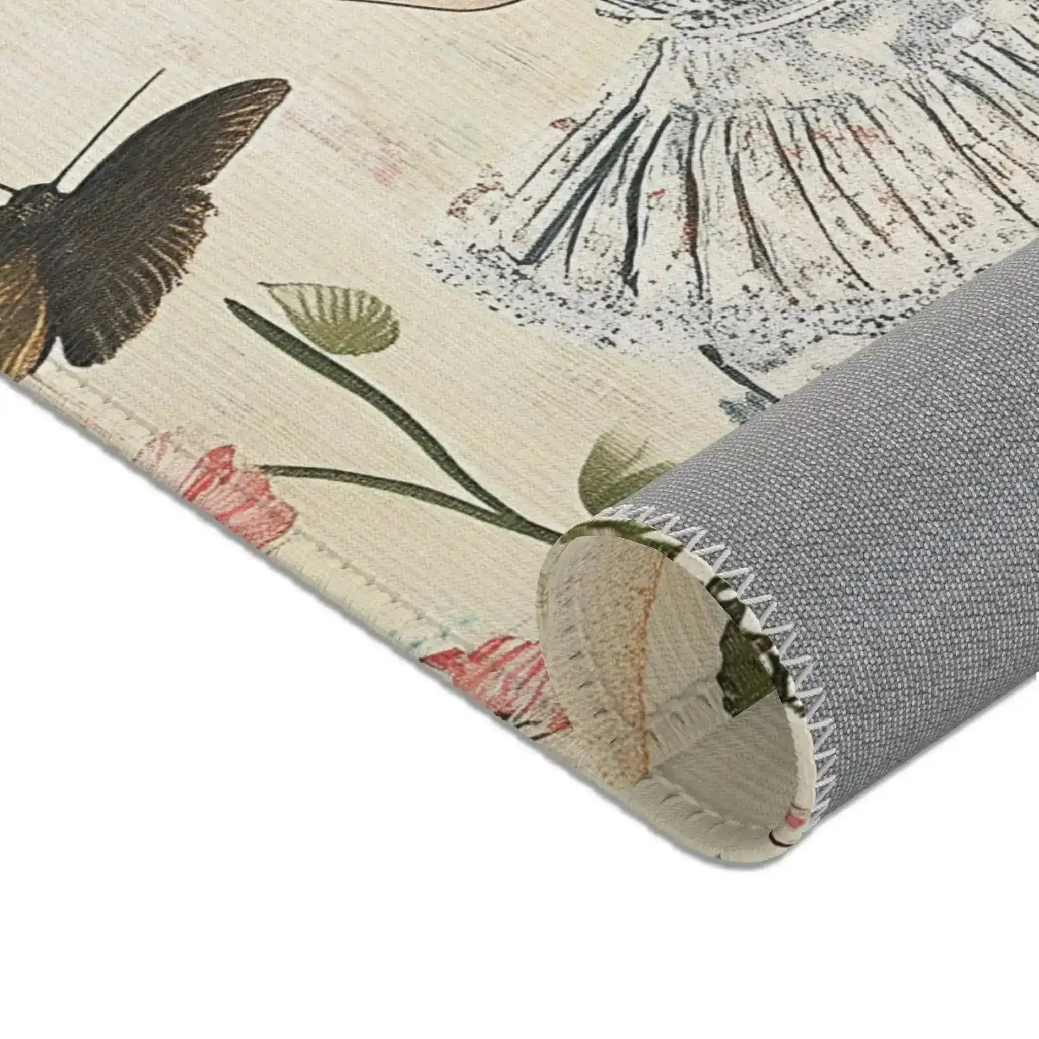 Whimsical Girl with Raccoon Mask and Butterflies Accent Rug - Image 7