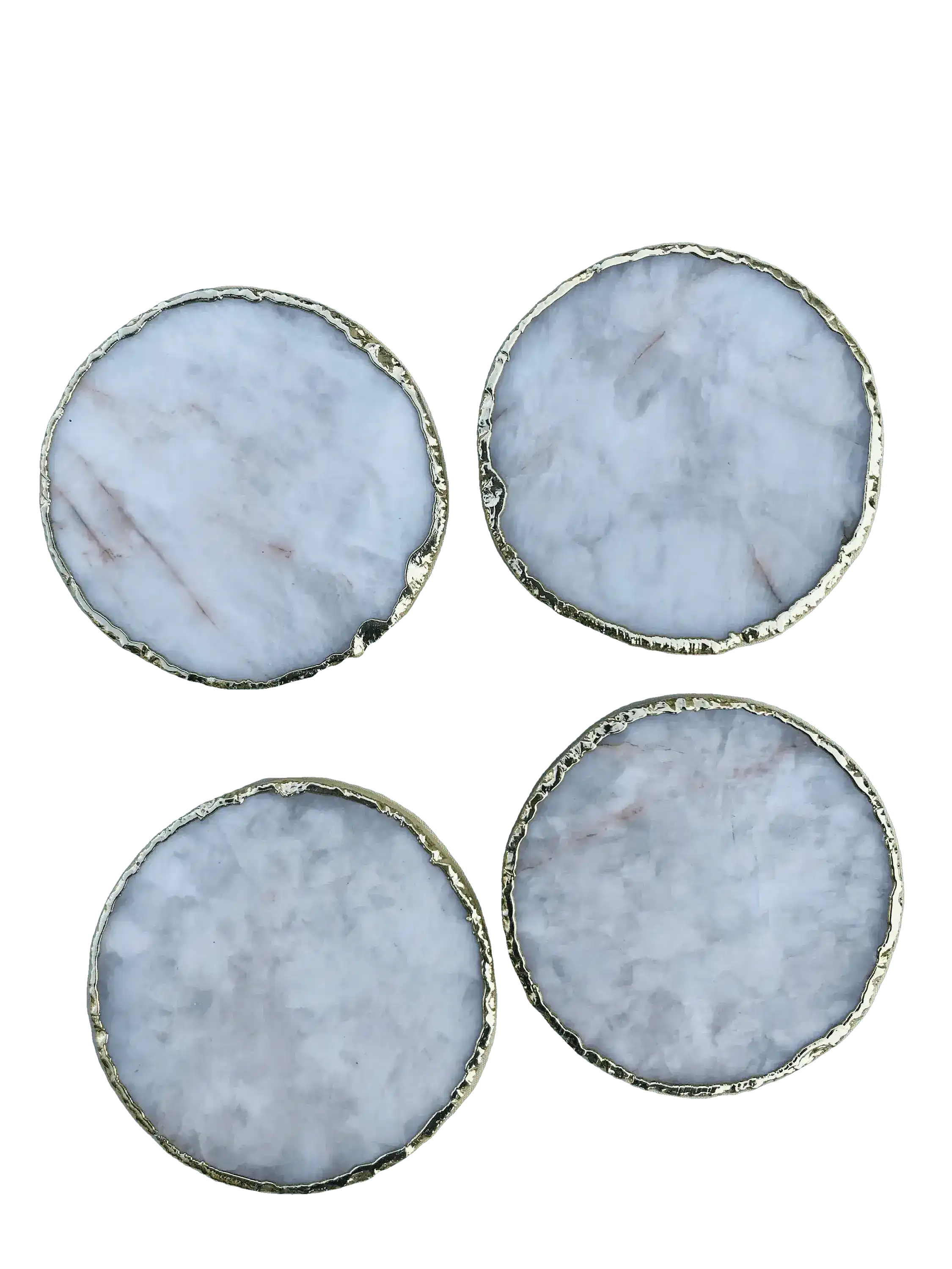White Agate Hand Rounded Coasters - Set of 4