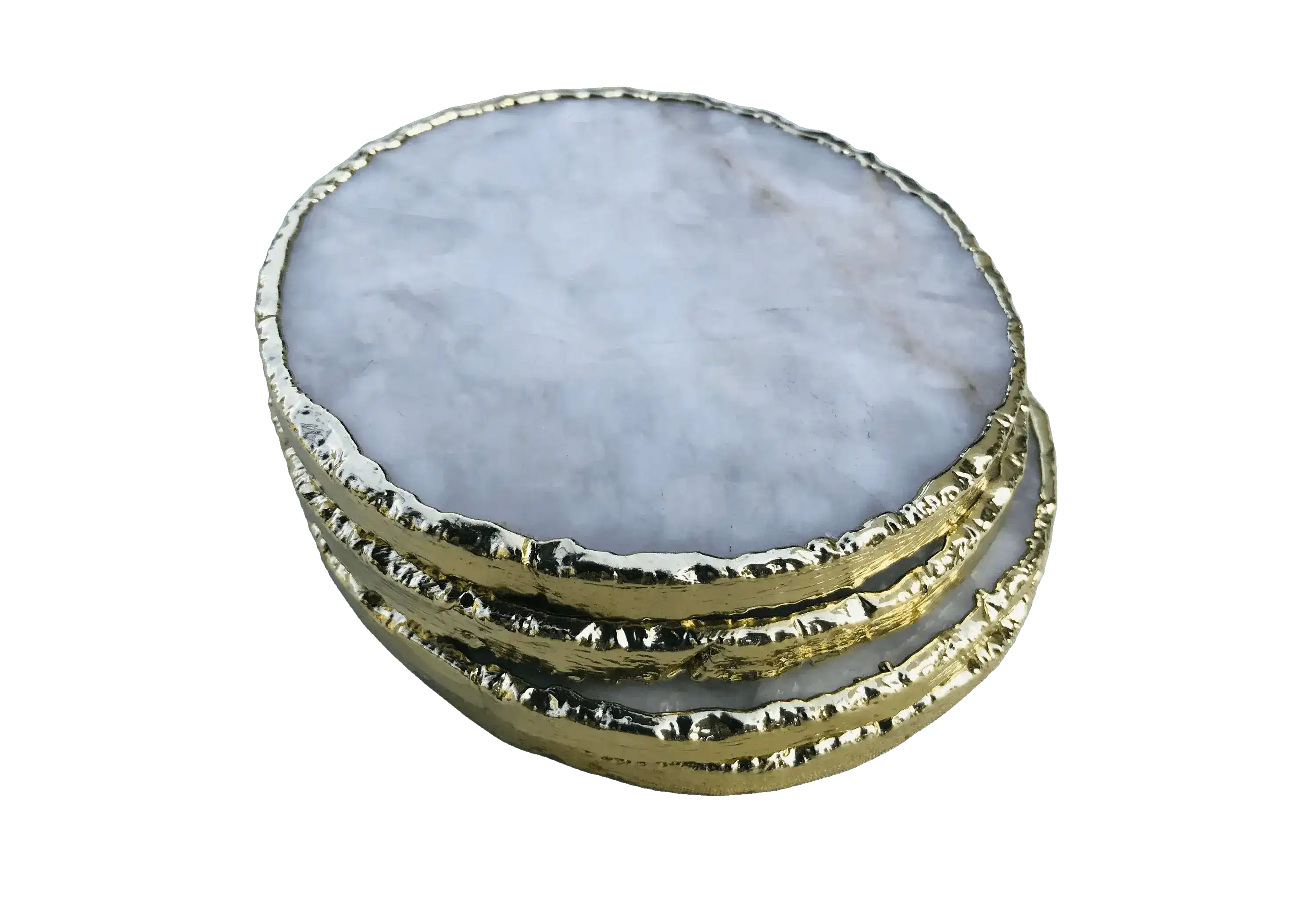 White Agate Hand Rounded Coasters - Set of 4 - Image 2