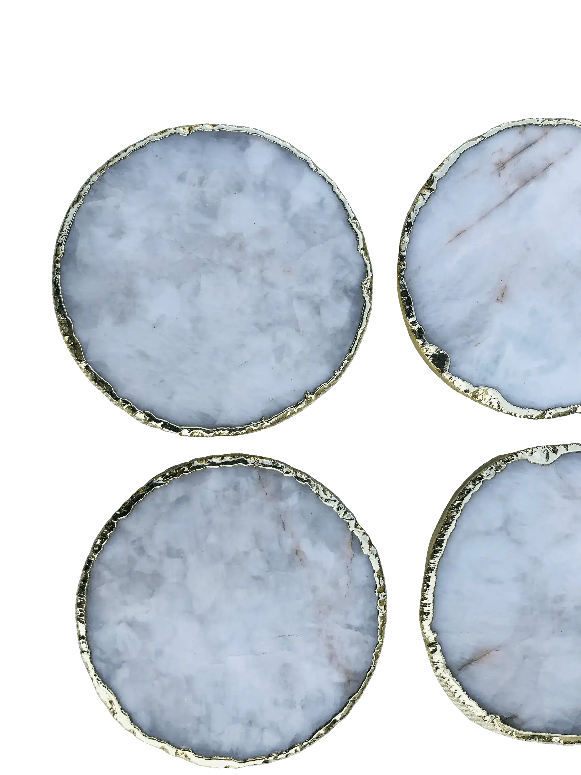 White Agate Hand Rounded Coasters - Set of 4 - Image 3