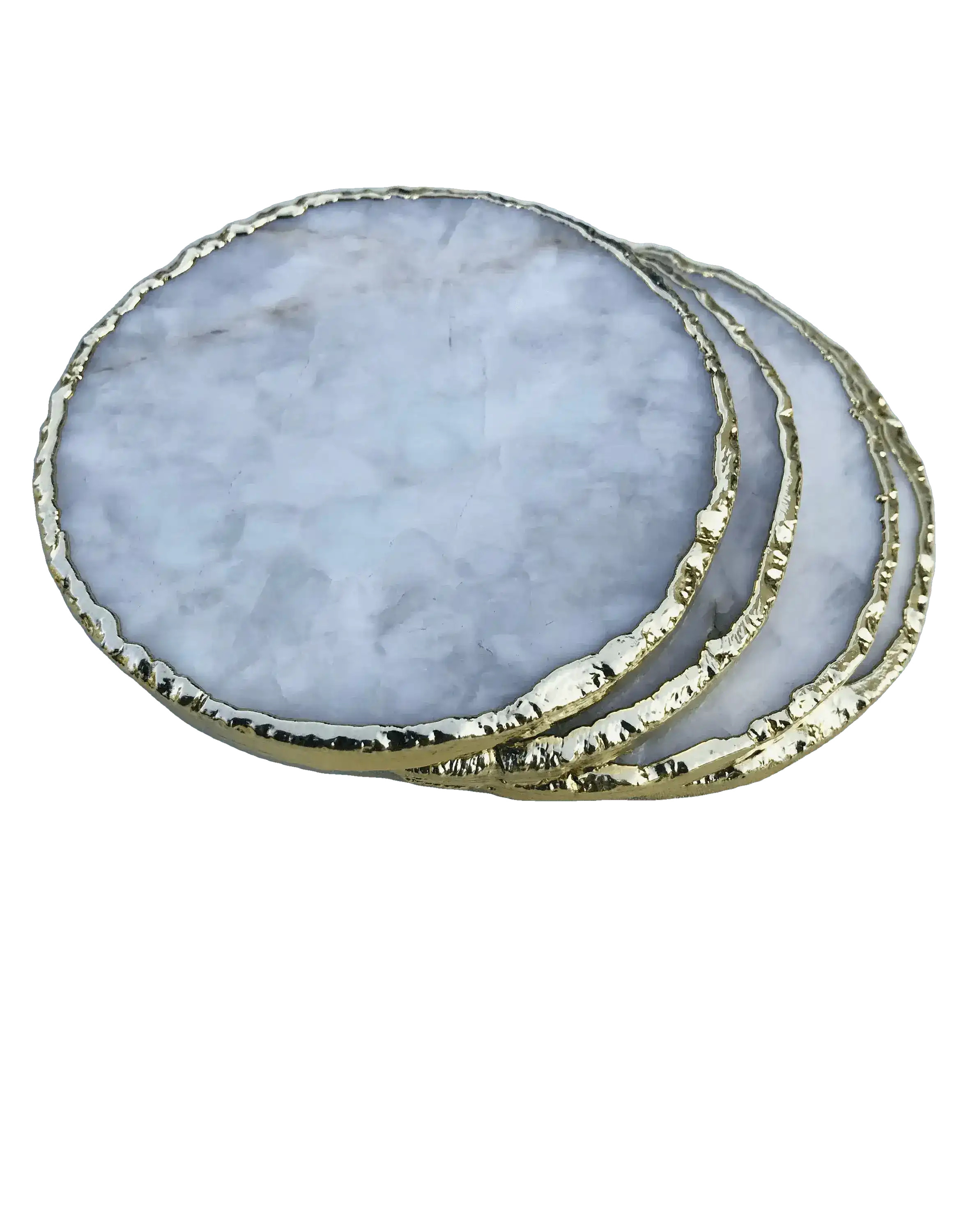 White Agate Hand Rounded Coasters - Set of 4 - Image 6